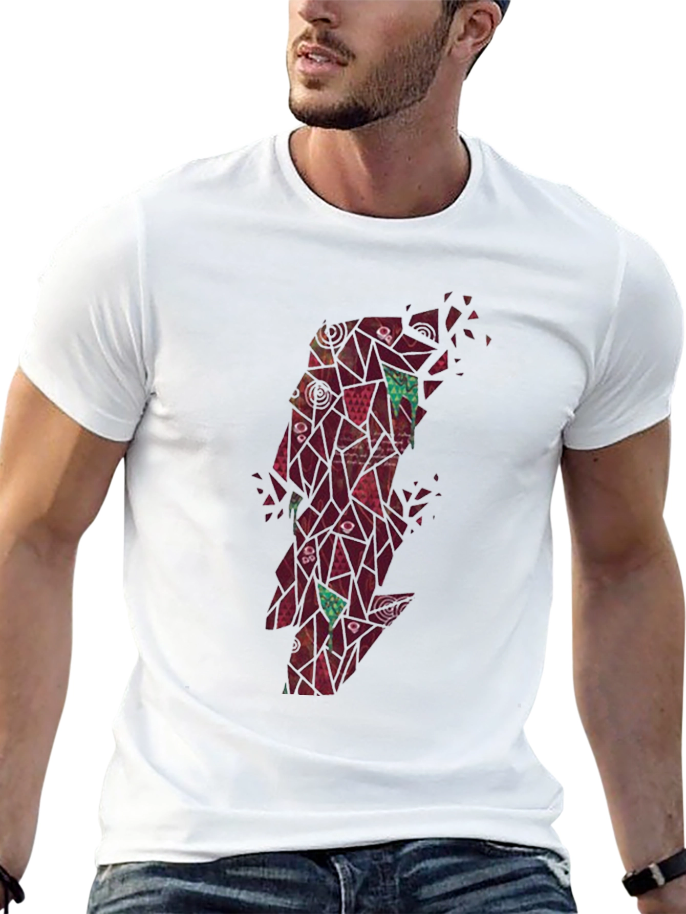 Abstract Geometric Lightning Bolt Graphic Tee
