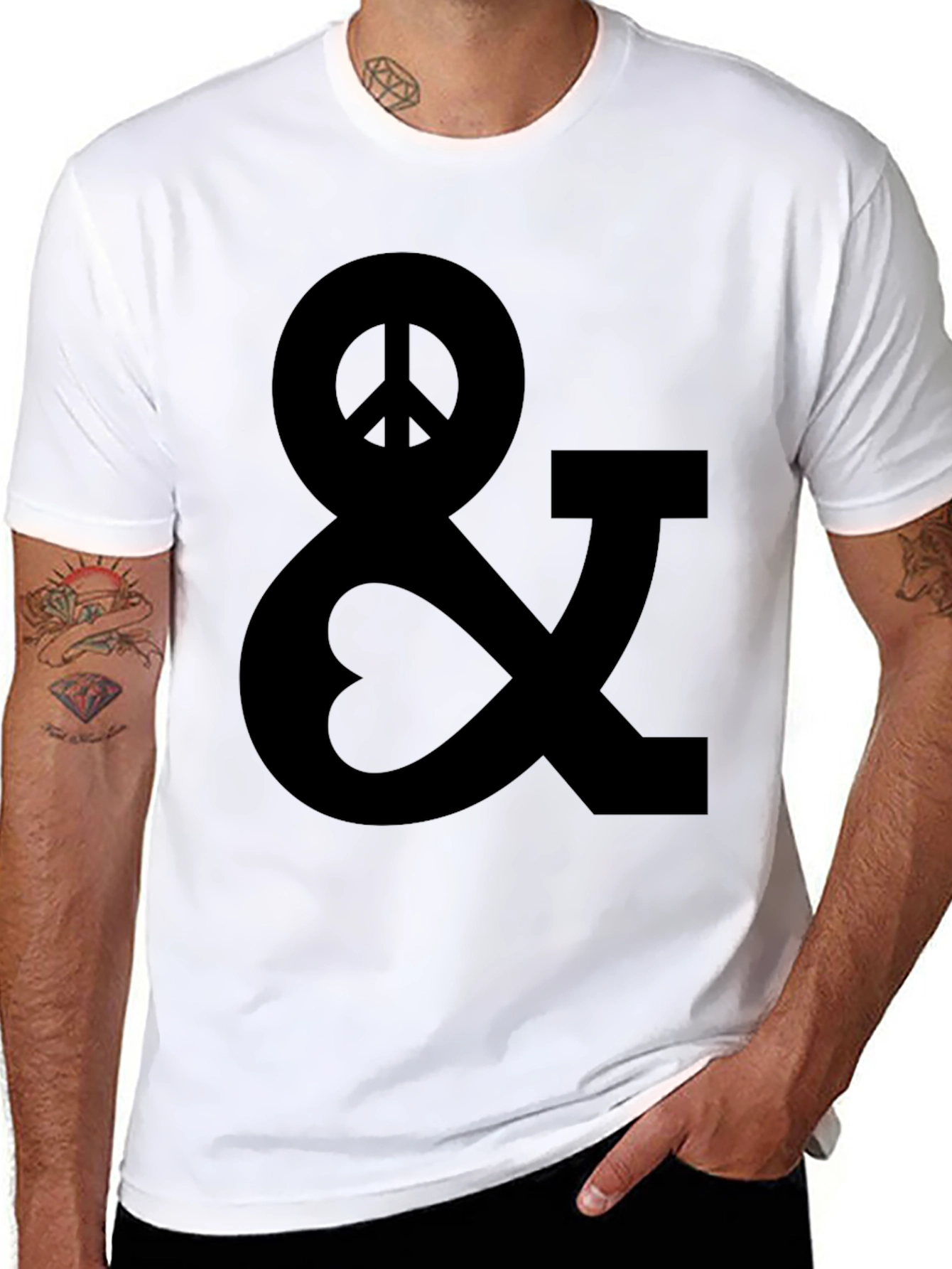 Peace & Love Black Graphic T-Shirt