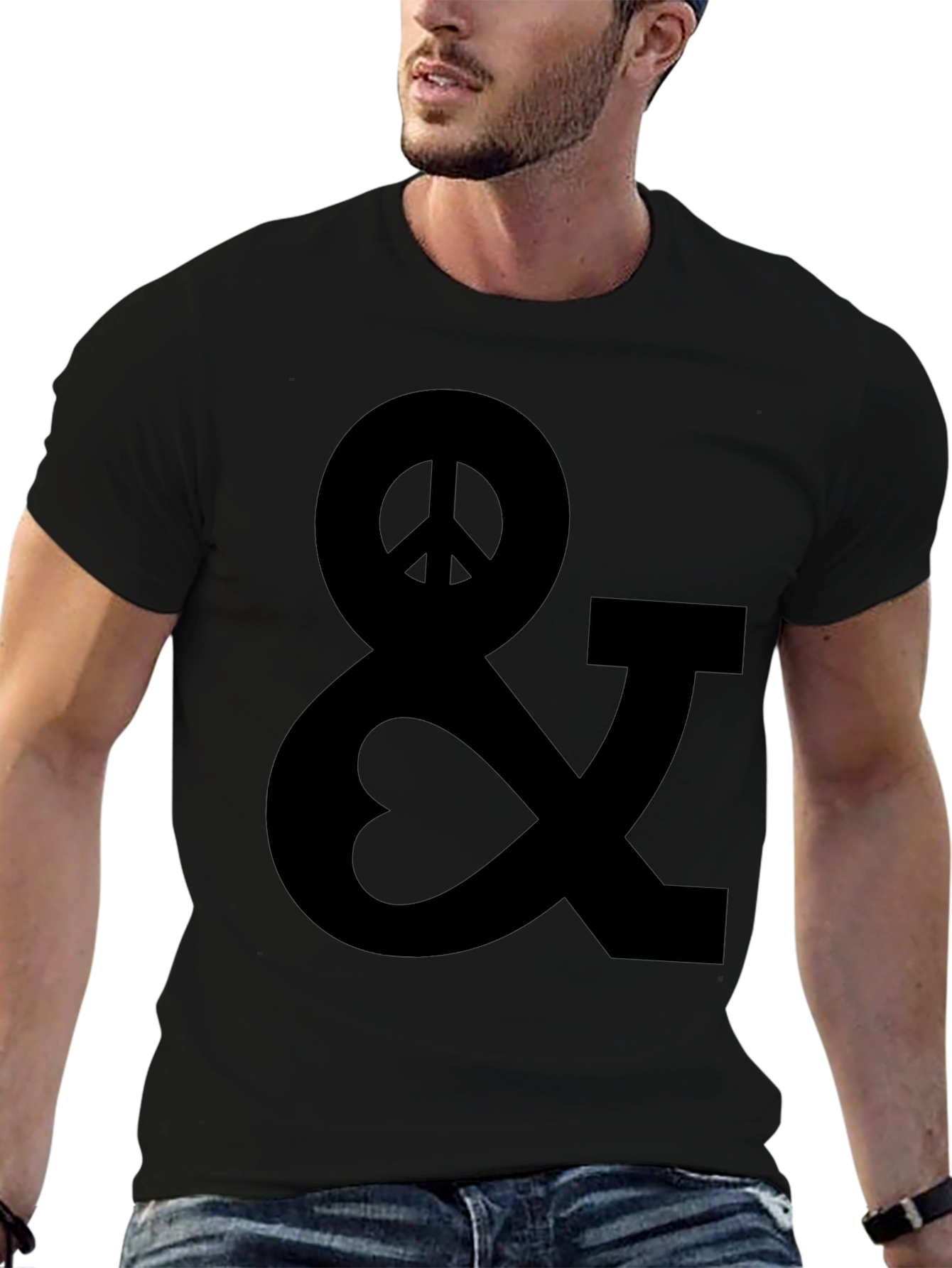 Peace & Love Black Graphic T-Shirt