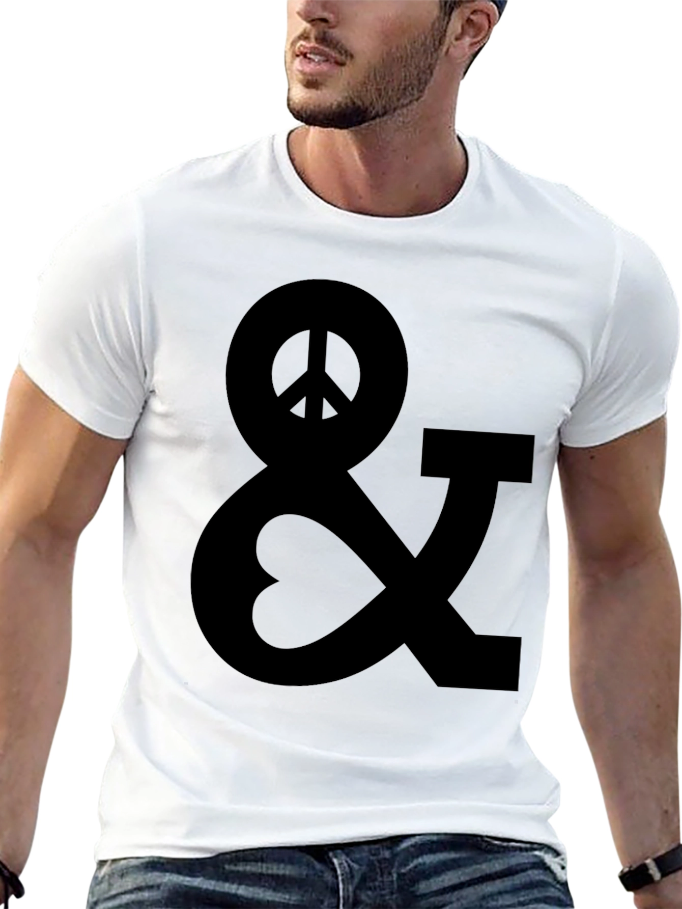 Peace & Love Black Graphic T-Shirt