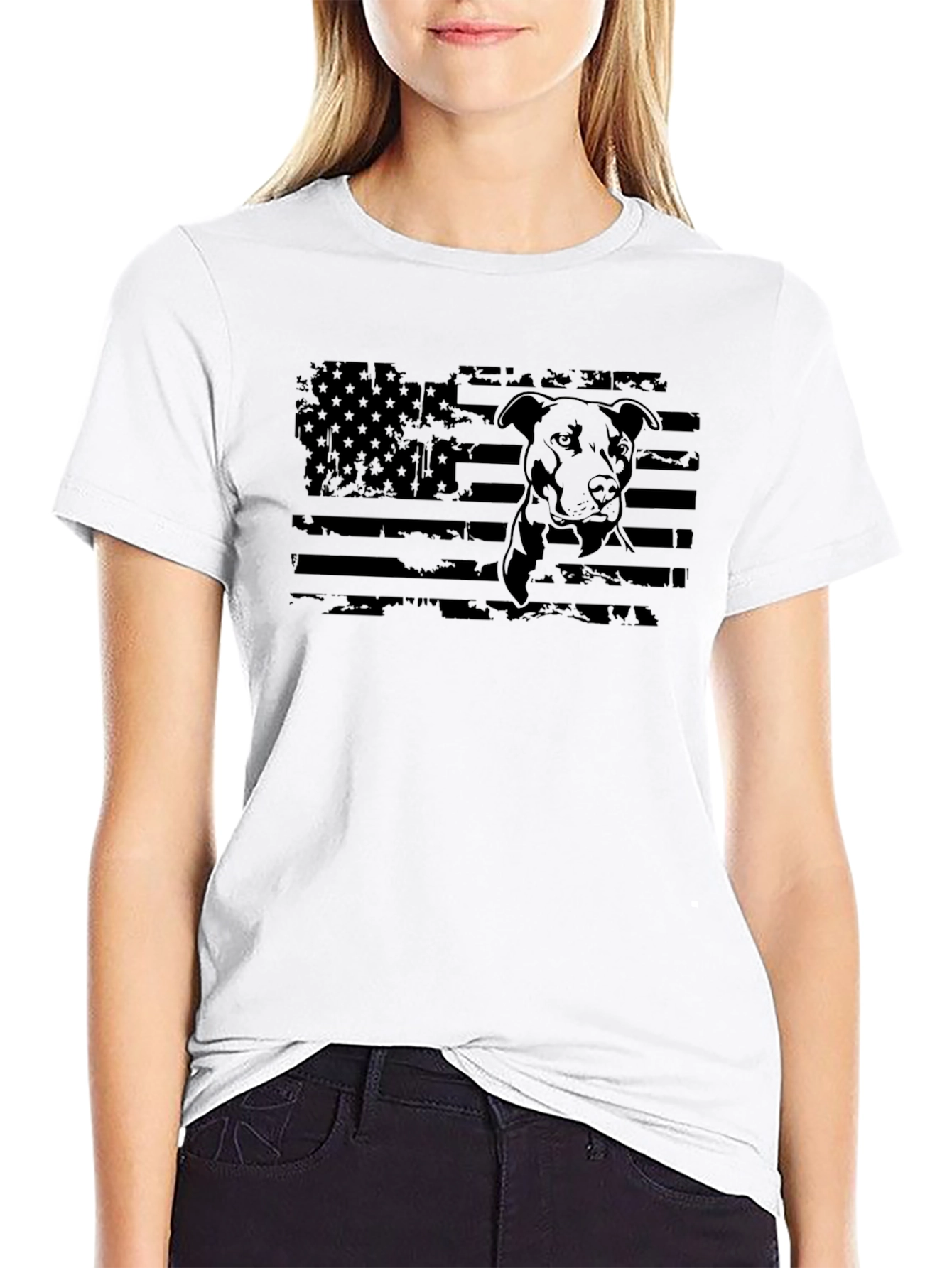American Pitbull USA Flag T-Shirt
