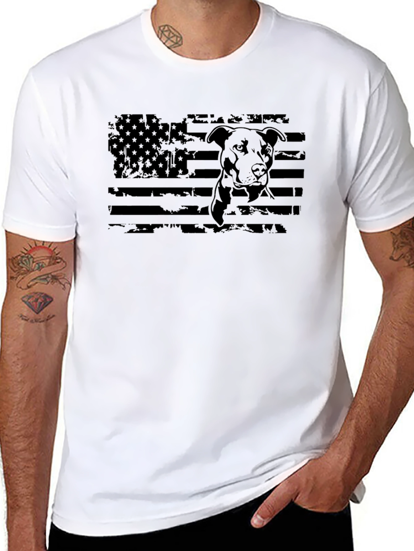 American Pitbull USA Flag T-Shirt