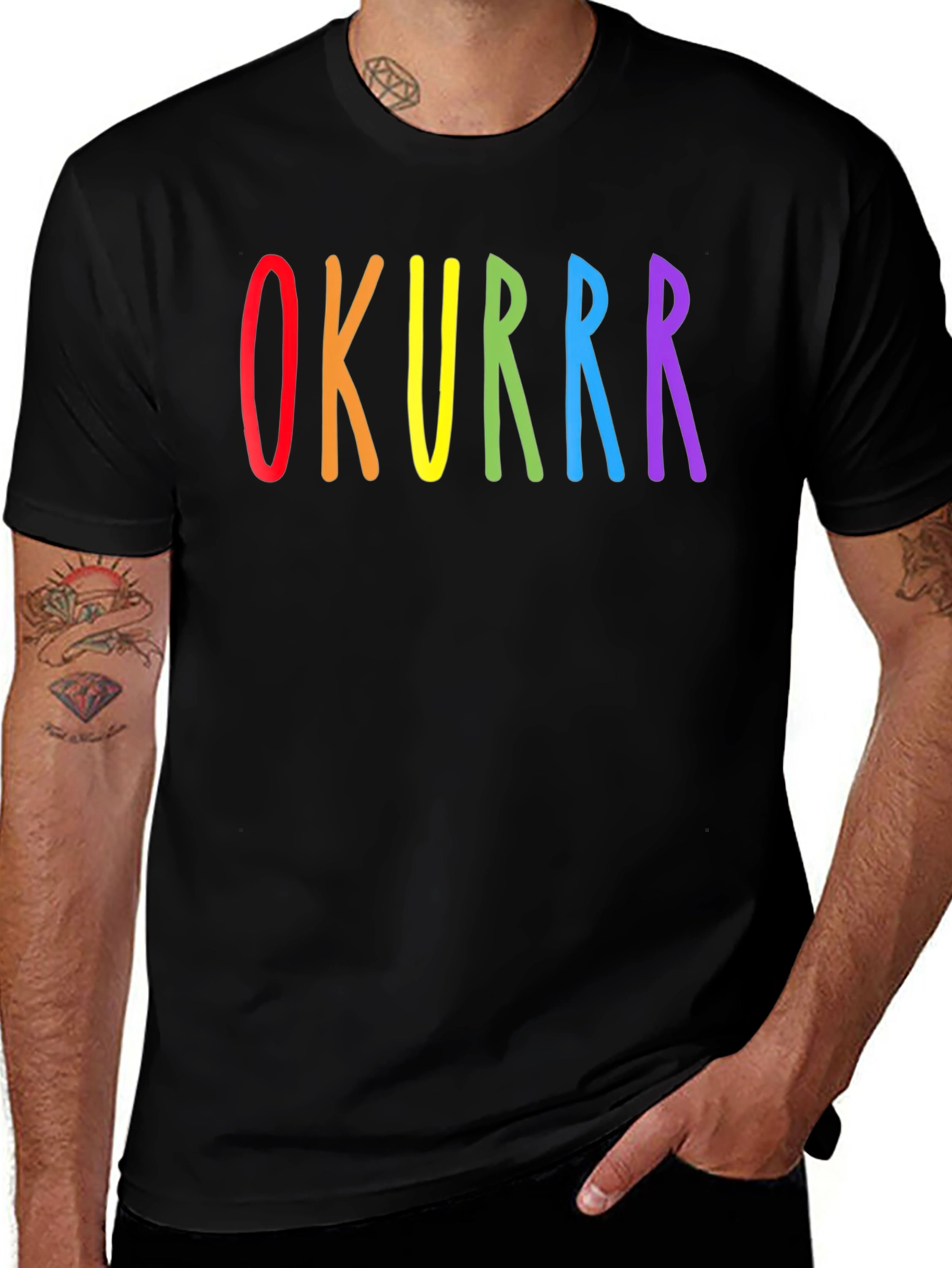 OKURRR Rainbow Graphic Black T-Shirt