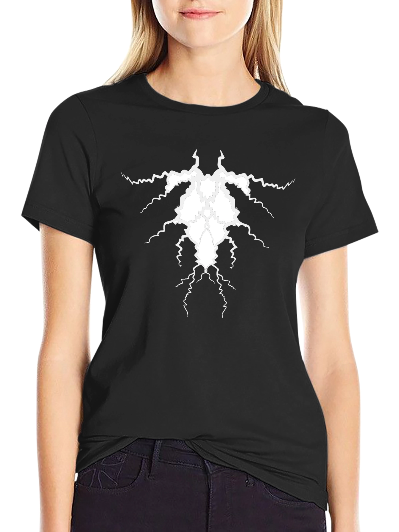Lightning Bolt Graphic Print Black T-Shirt