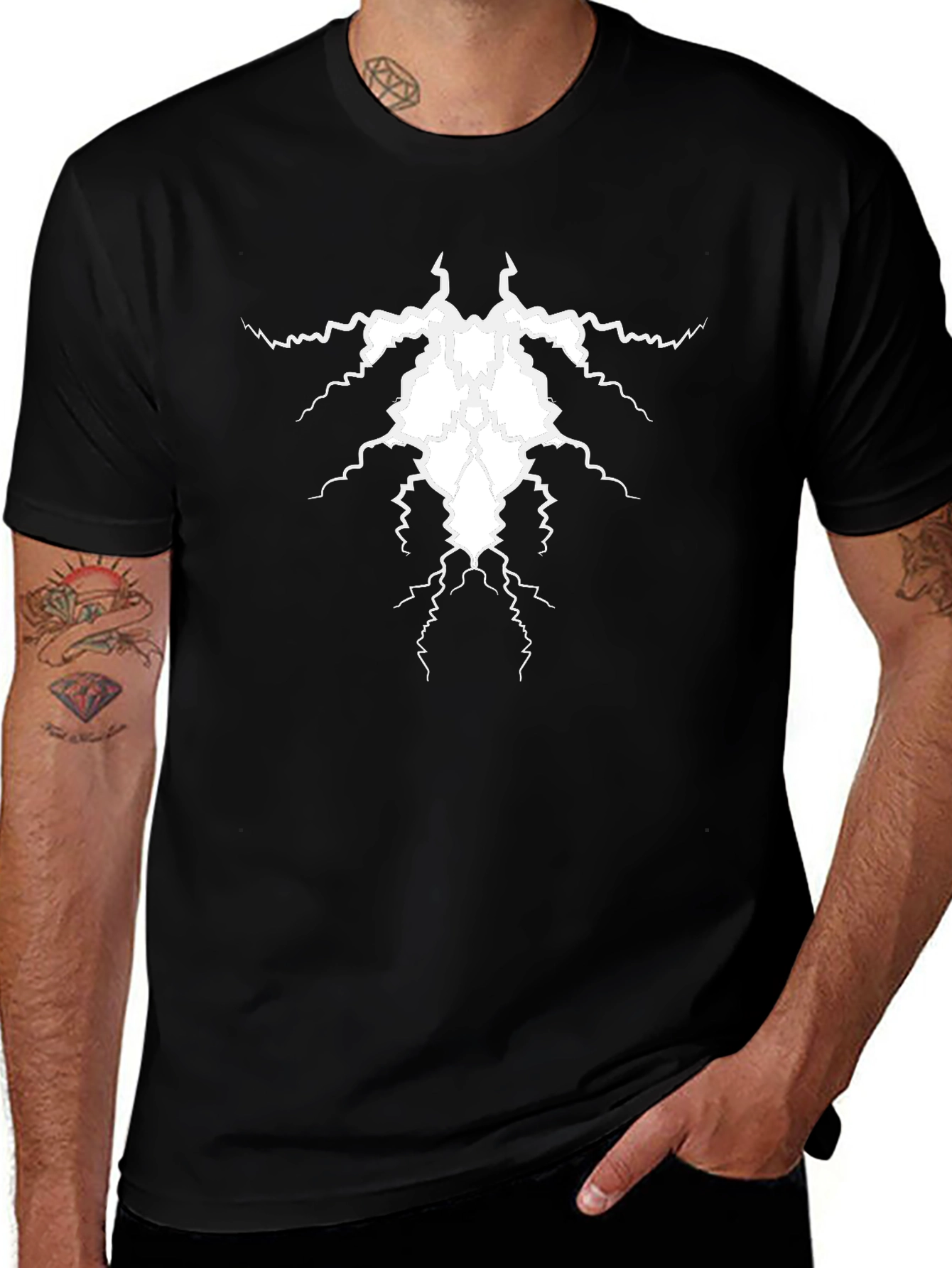Lightning Bolt Graphic Print Black T-Shirt