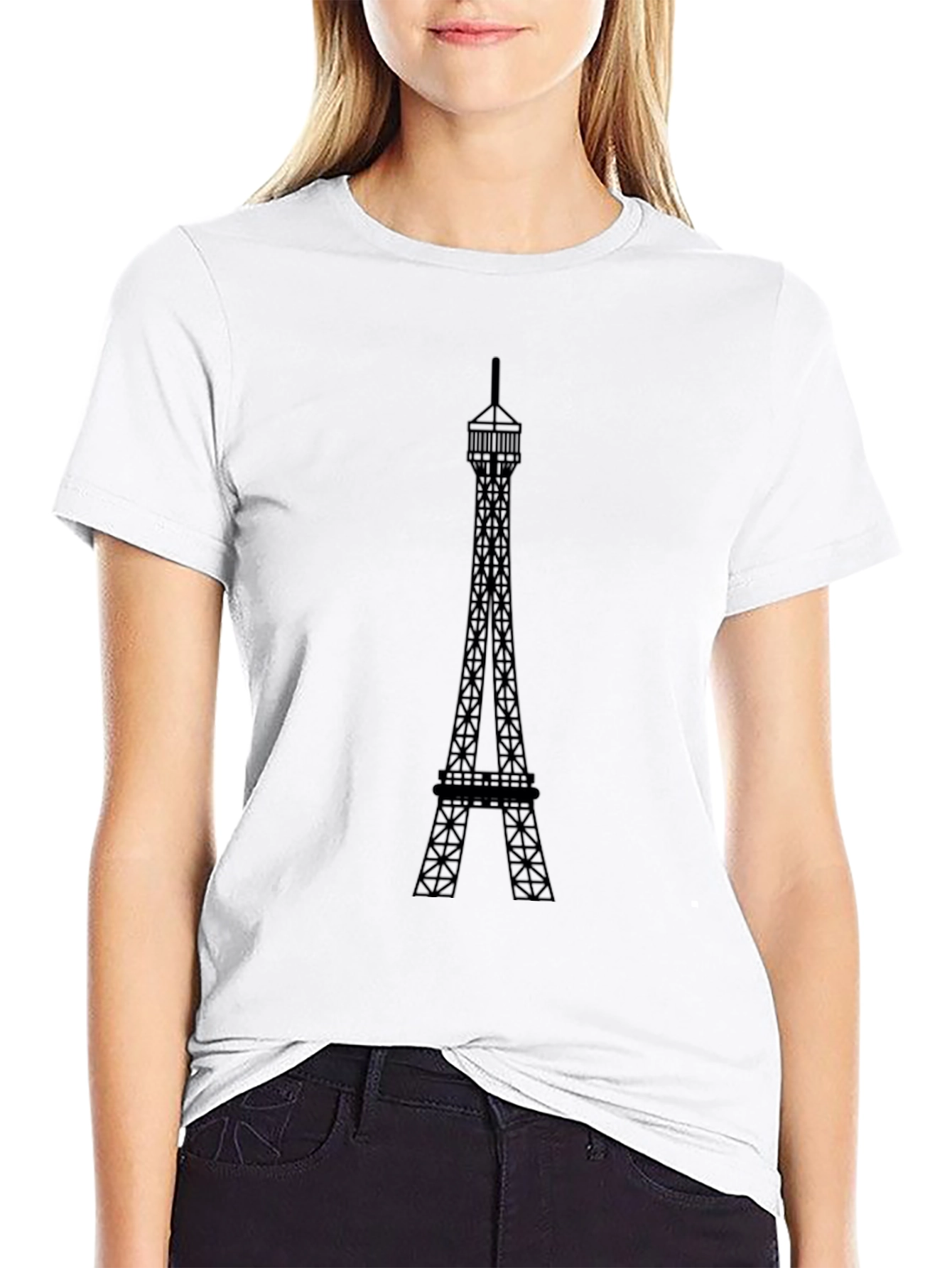 Eiffel Tower Graphic Tee - Black Cotton T-Shirt
