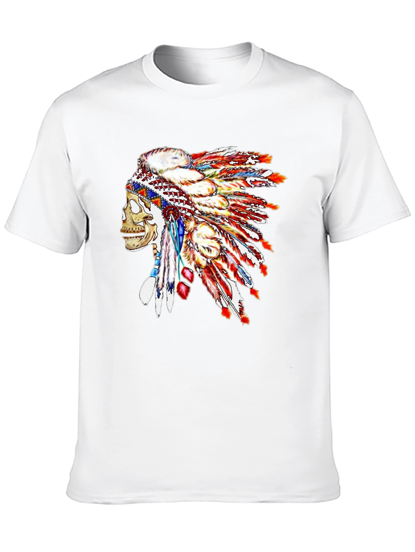 Skull Chief Headdress Graphic Tee - Black Cotton Blend
