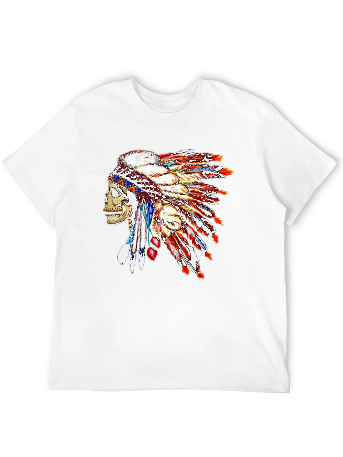 Skull Chief Headdress Graphic Tee - Black Cotton Blend