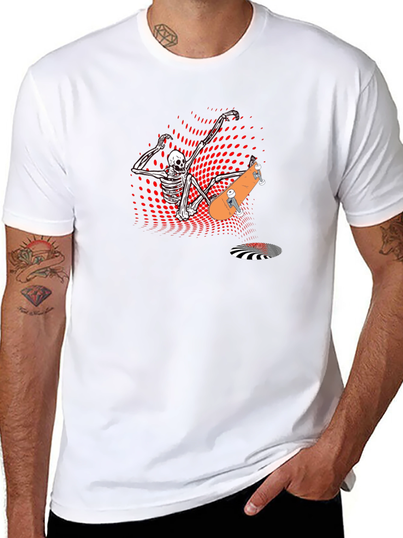 Skateboard Skeleton Graphic Tee - Cool & Edgy Design