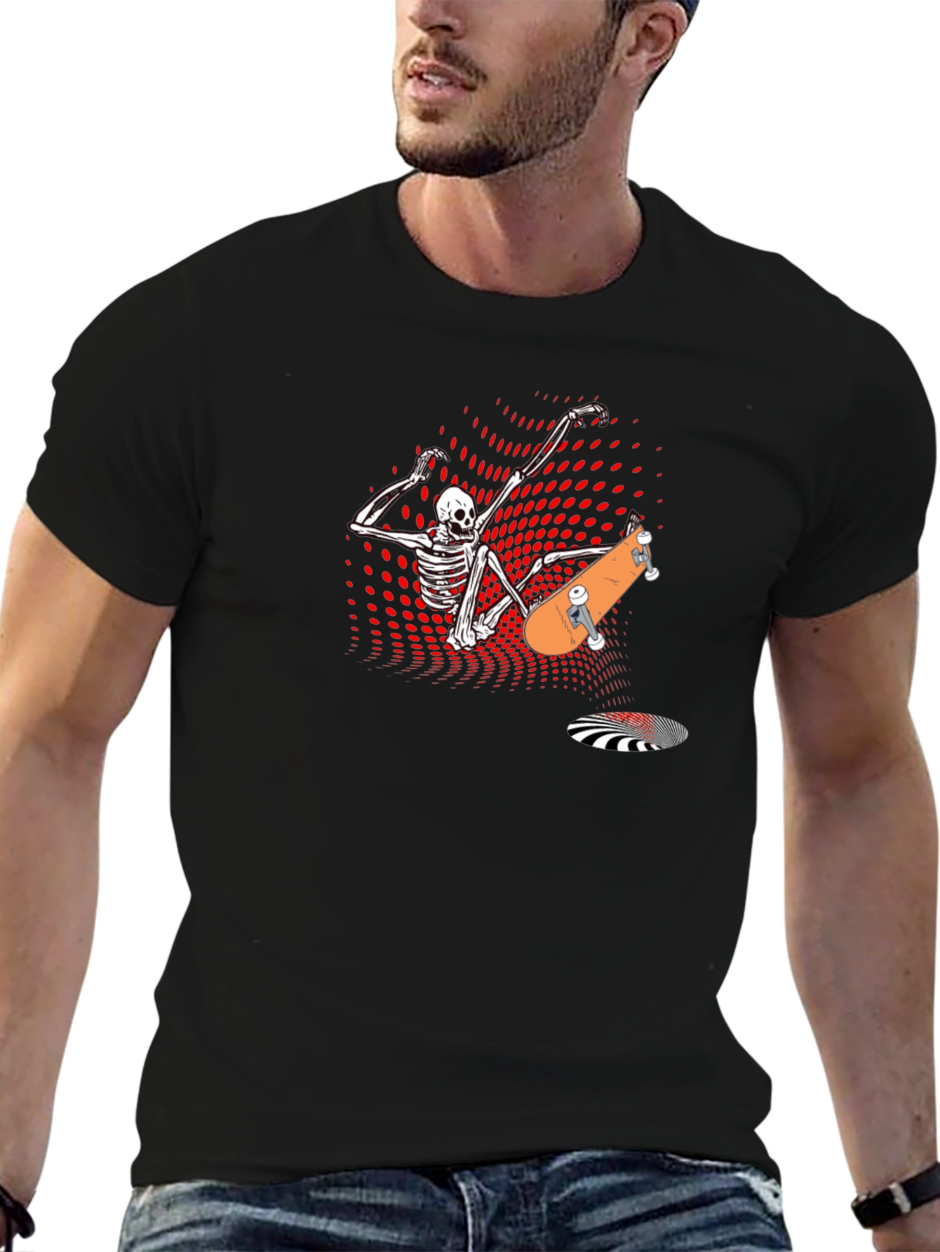 Skateboard Skeleton Graphic Tee - Cool & Edgy Design
