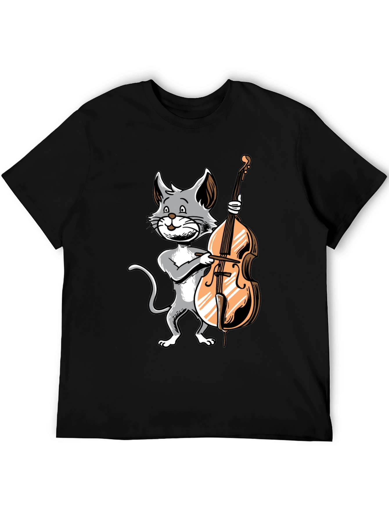 Cat Bass Player Graphic T-Shirt