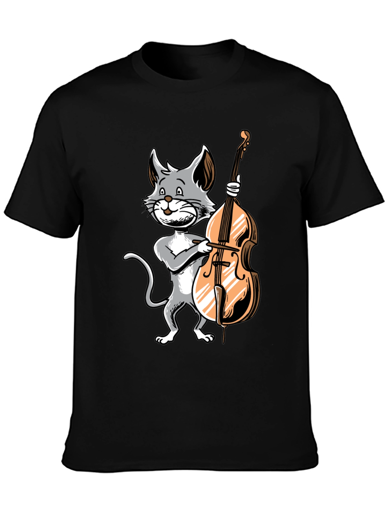 Cat Bass Player Graphic T-Shirt