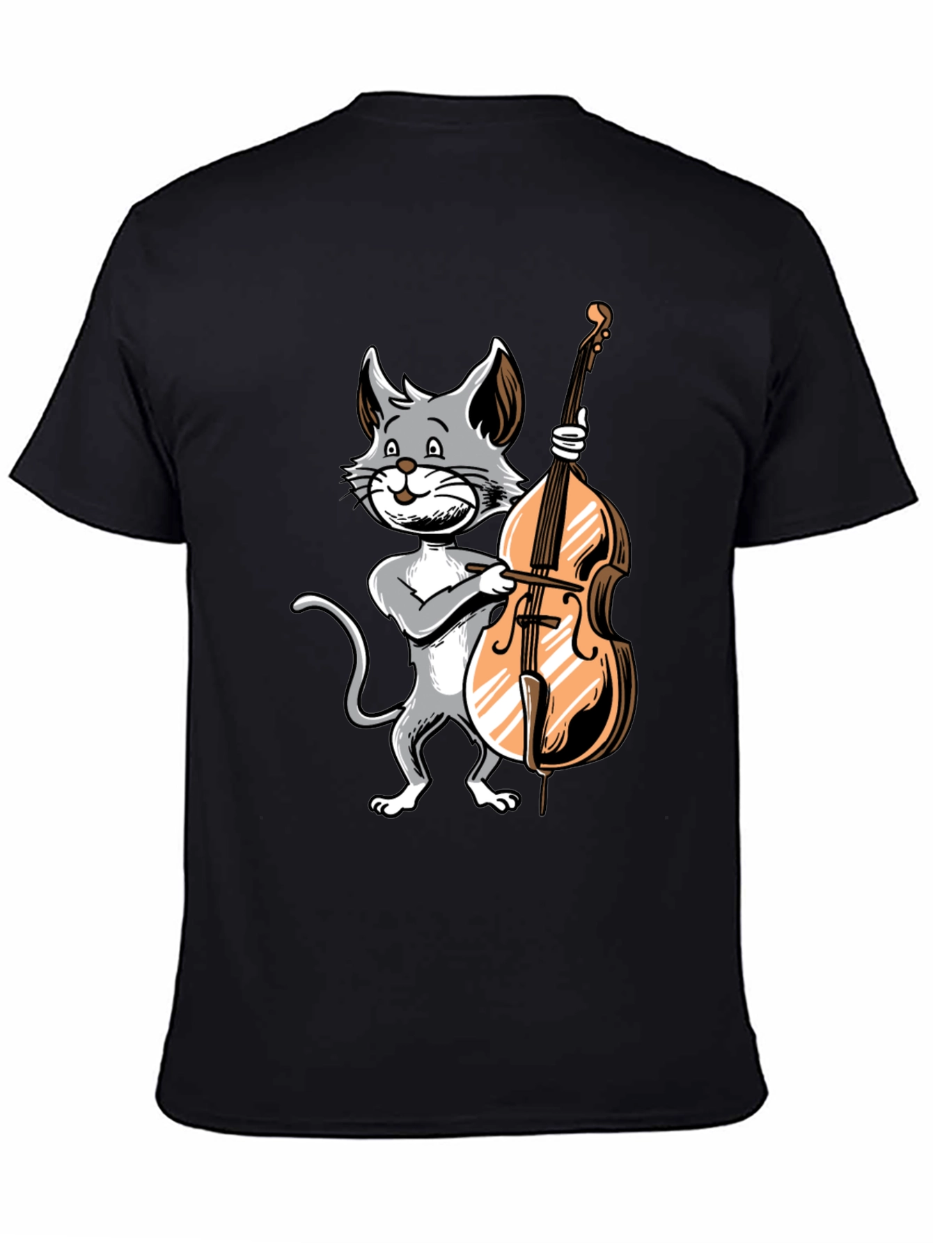 Cat Bass Player Graphic T-Shirt