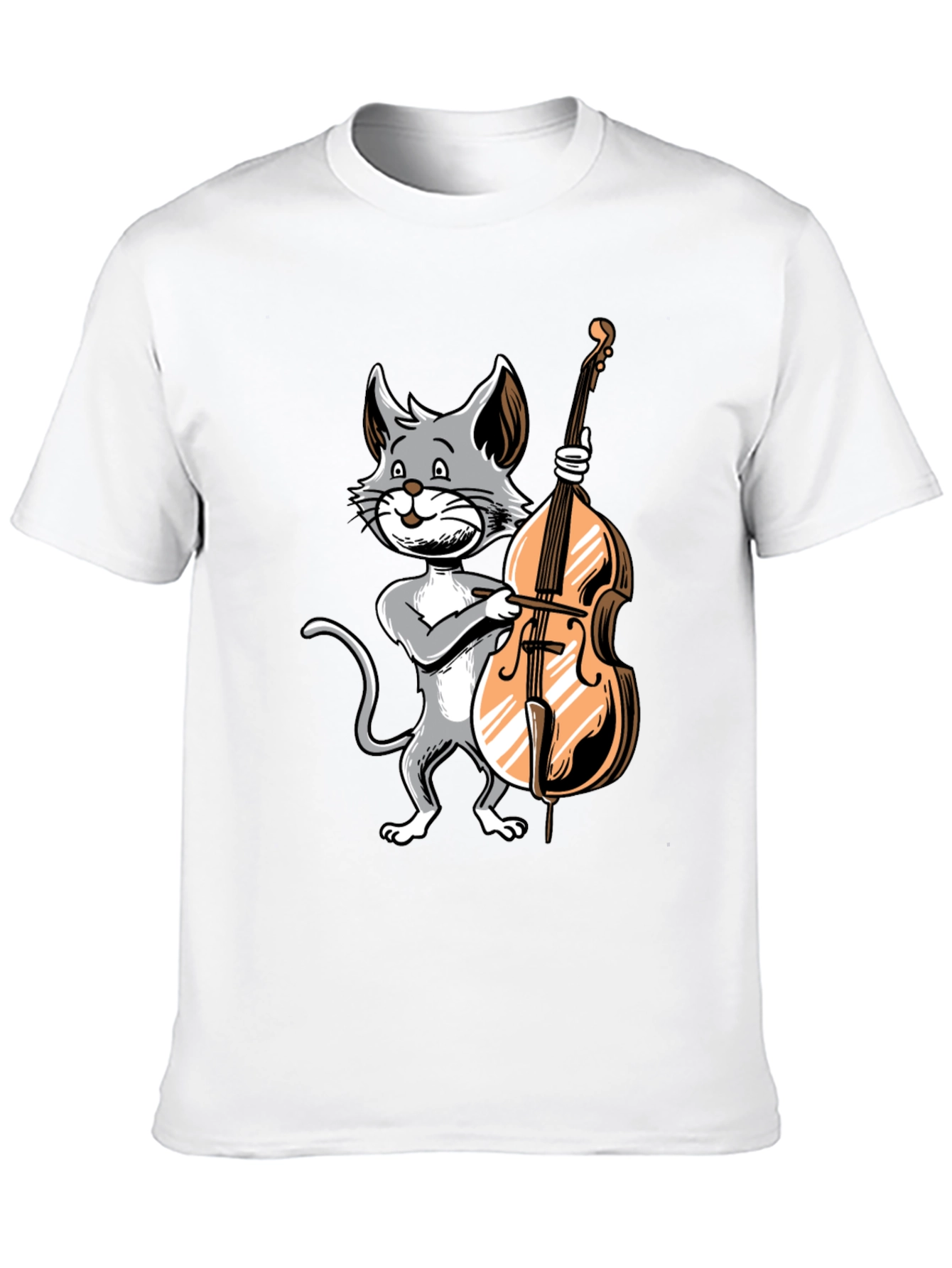 Cat Bass Player Graphic T-Shirt