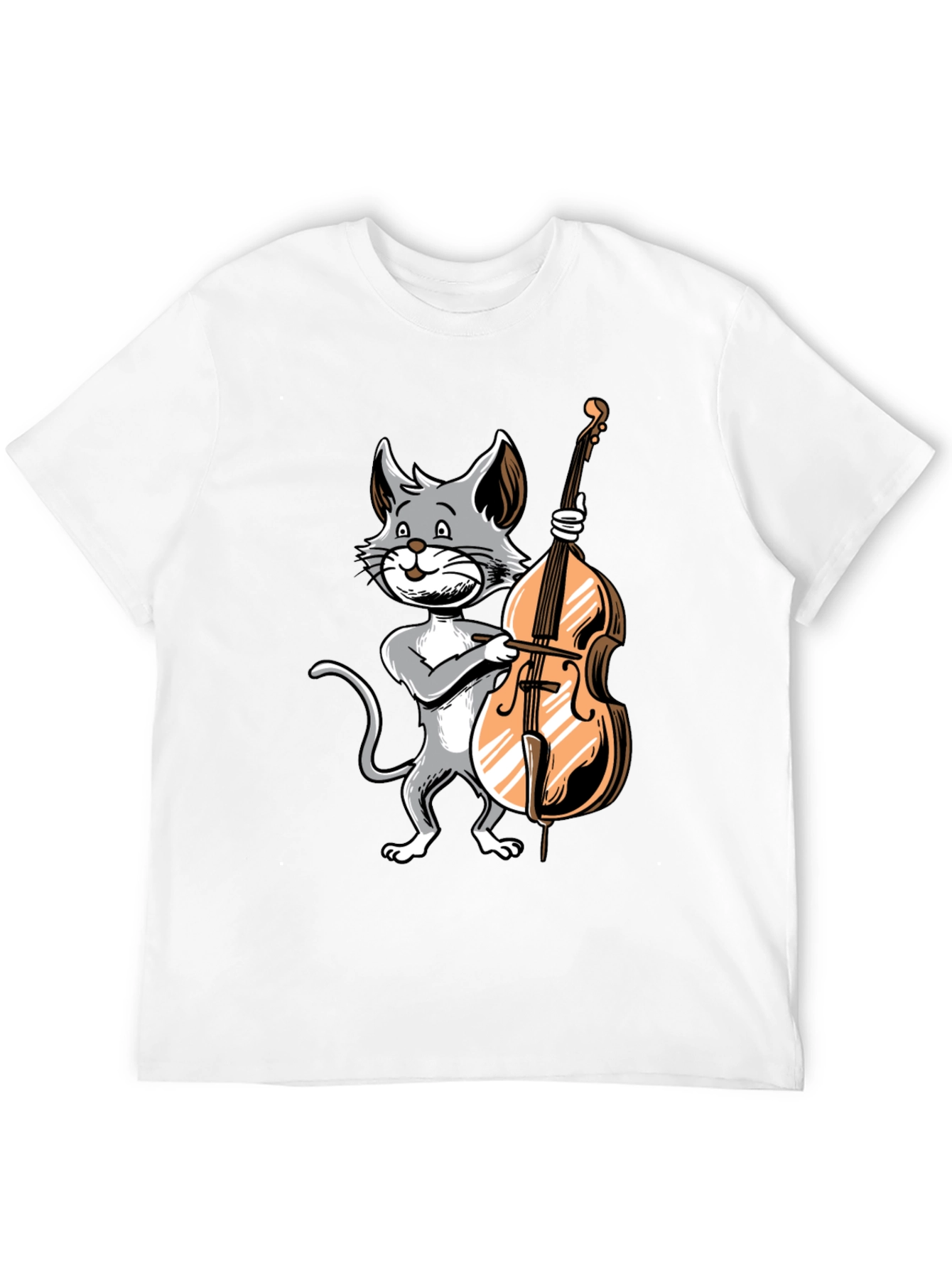 Cat Bass Player Graphic T-Shirt