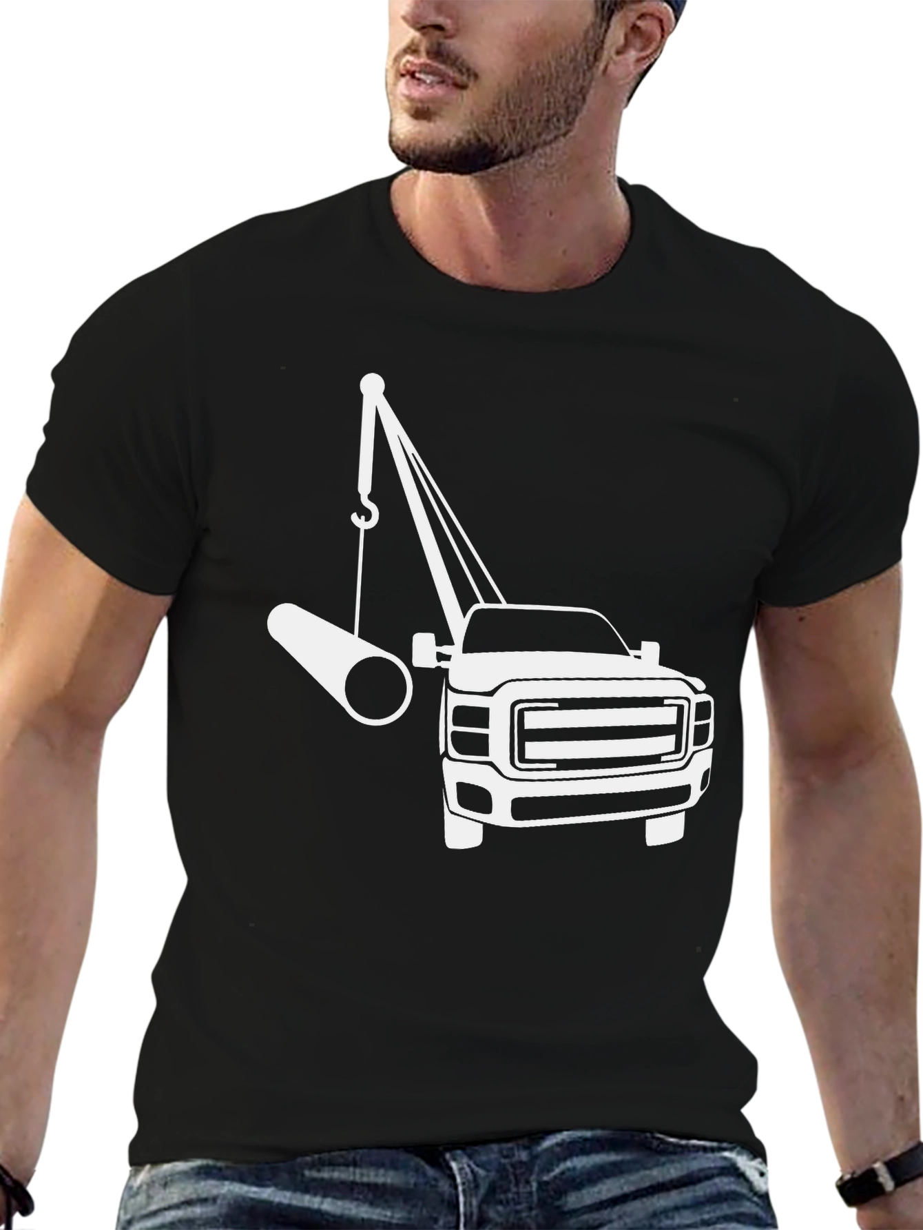 Crane Truck T-Shirt - Black Graphic Tee