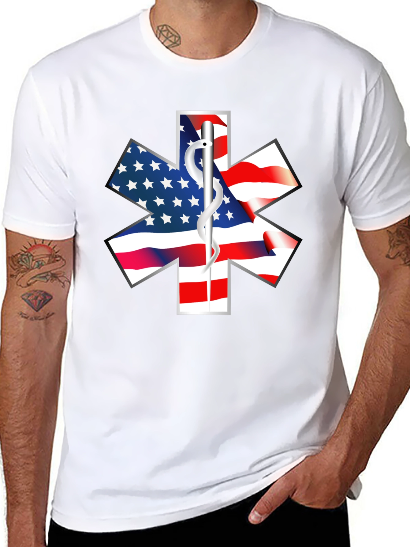 American Flag EMT Star of Life T-Shirt