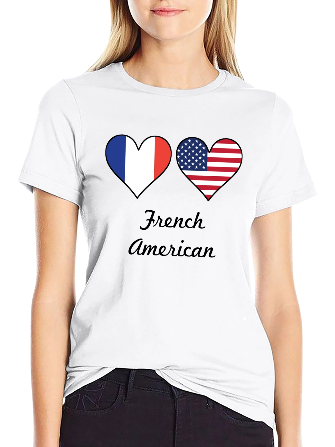 French American Flag Hearts T-Shirt