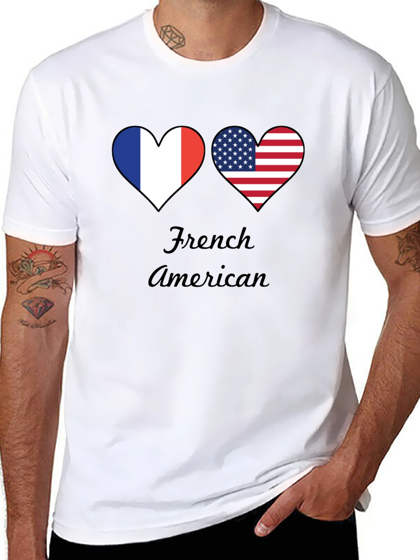 French American Flag Hearts T-Shirt