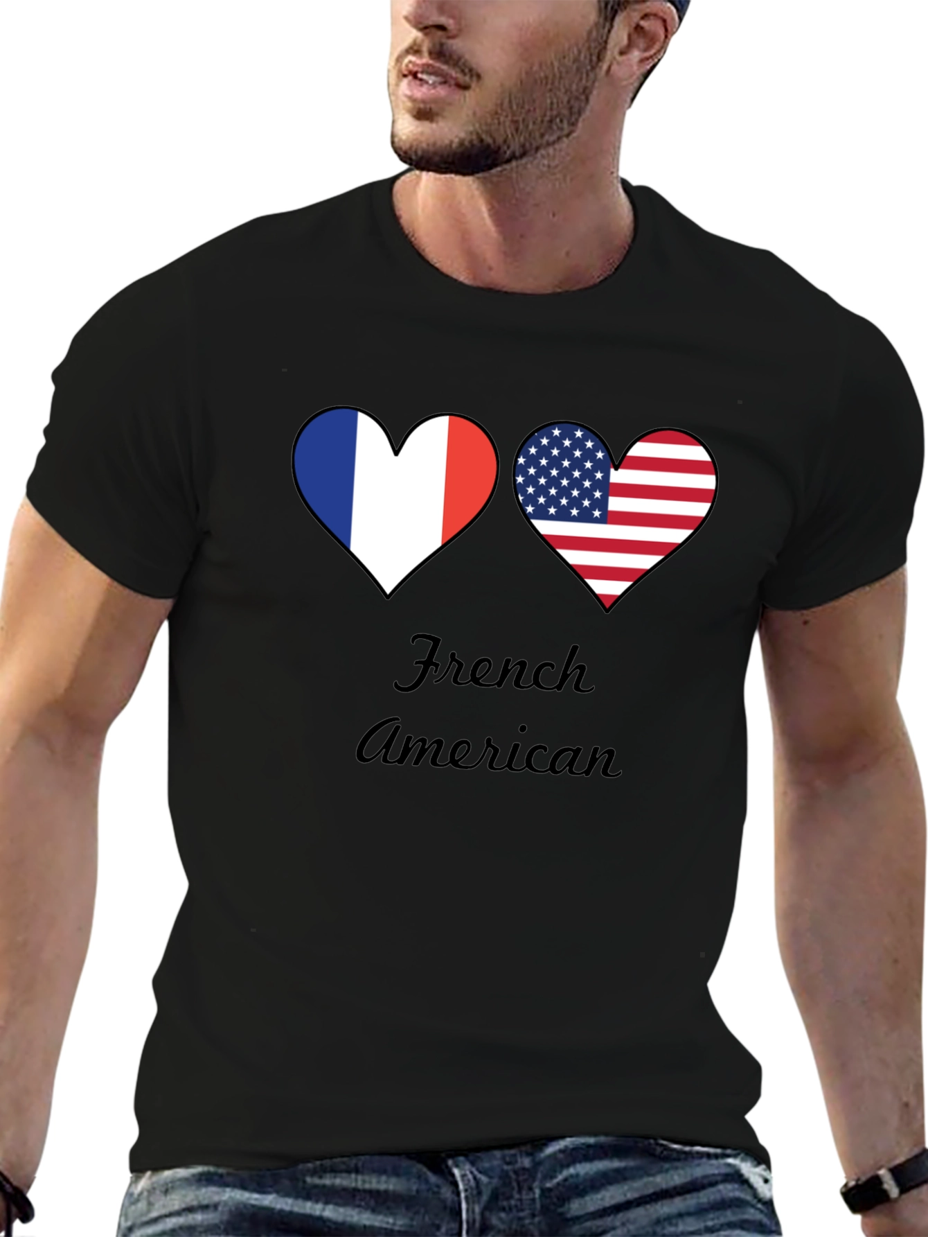 French American Flag Hearts T-Shirt