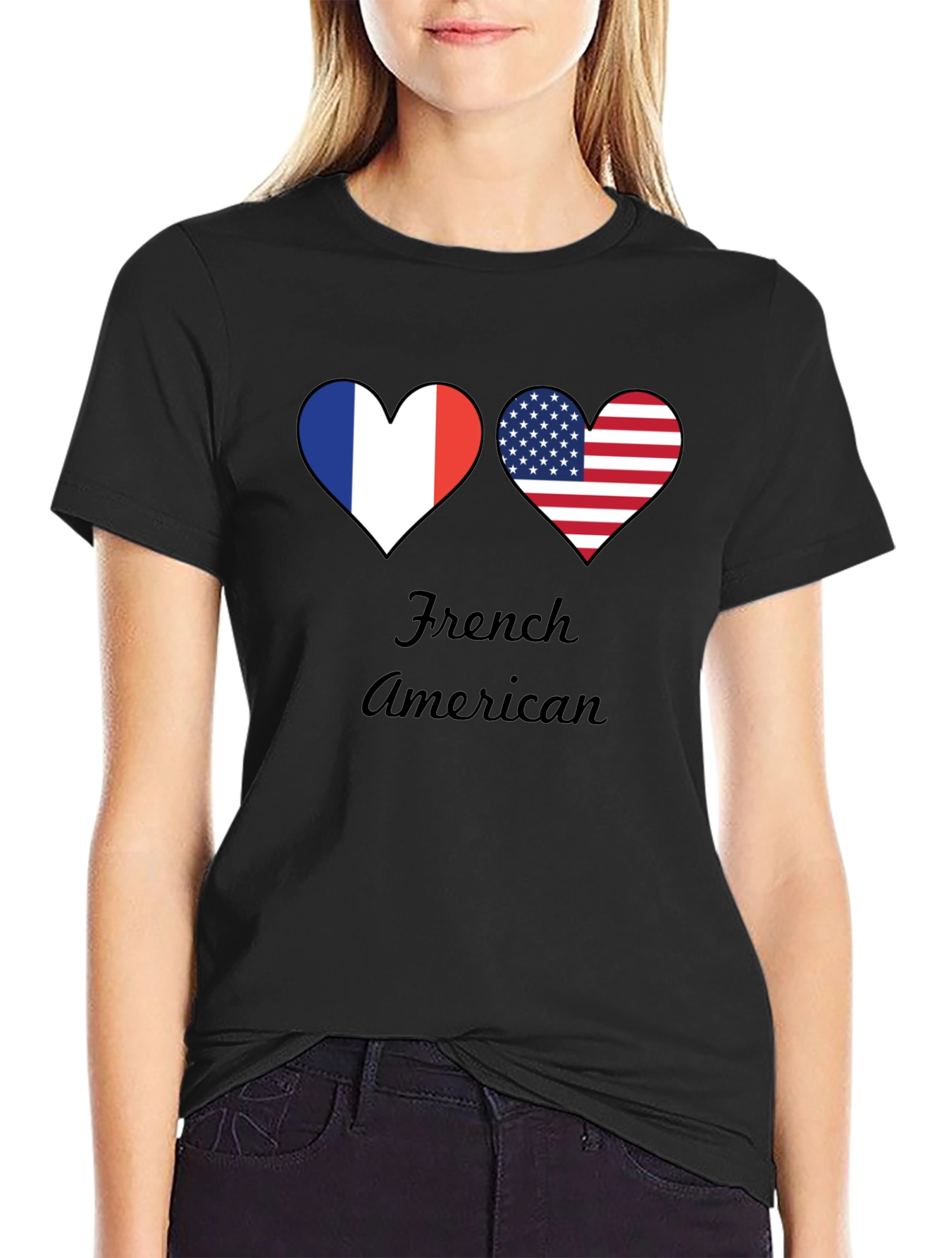 French American Flag Hearts T-Shirt