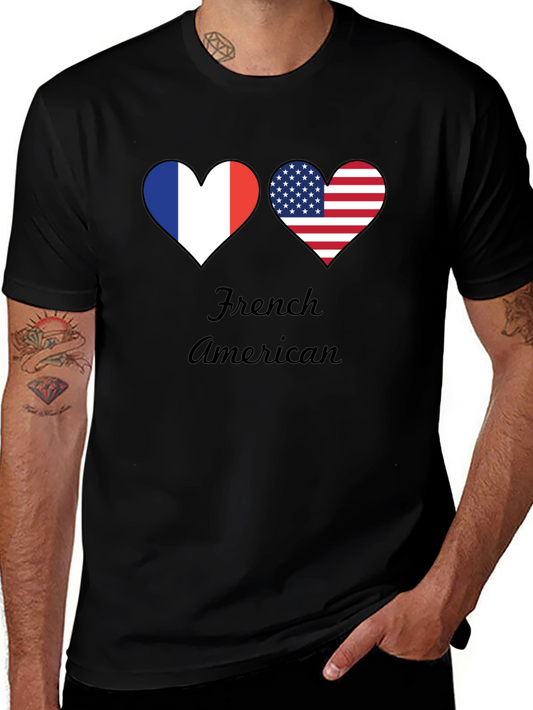 French American Flag Hearts T-Shirt