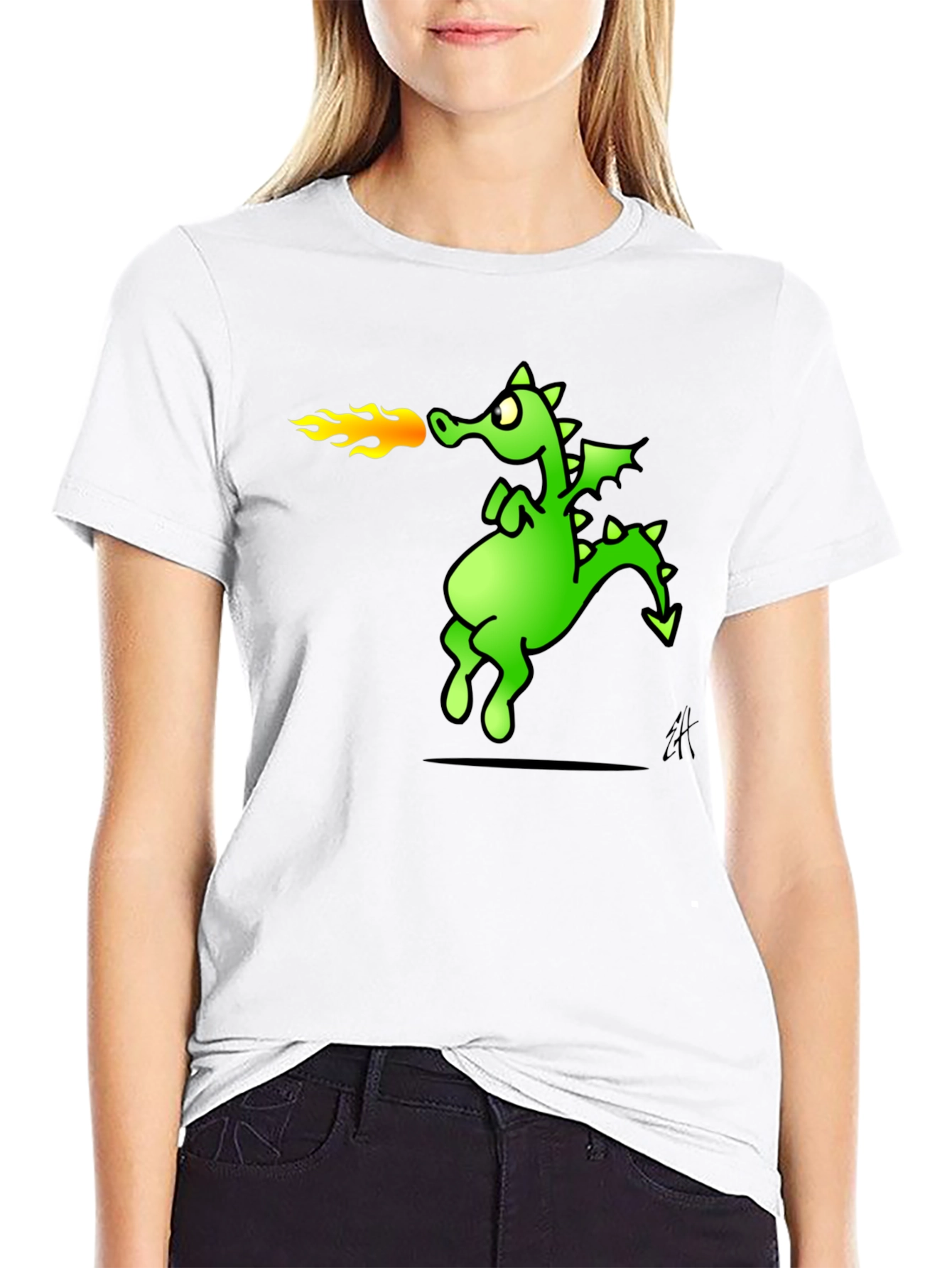 Dragon Fire Breath Graphic Tee - Black Cotton T-Shirt