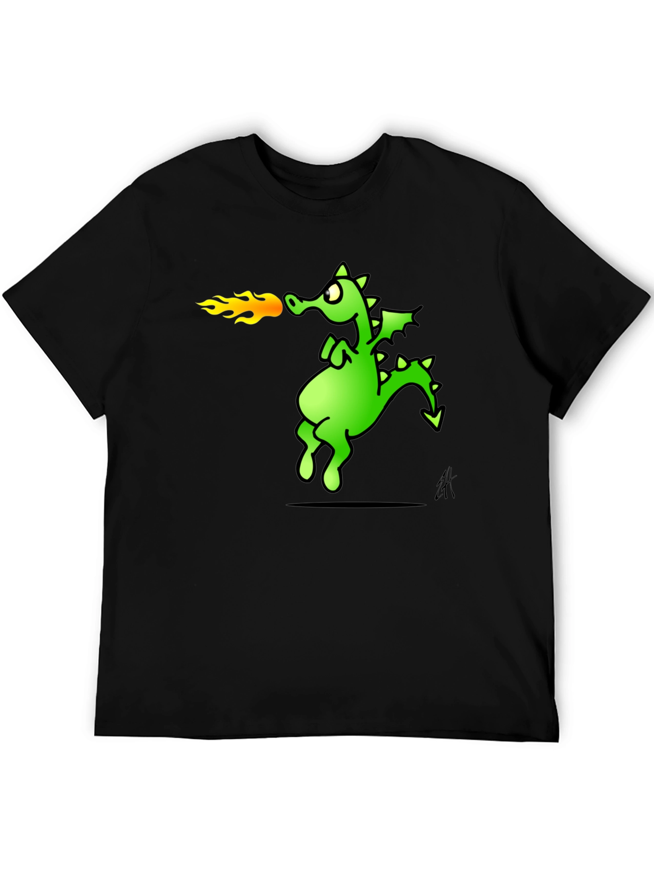 Dragon Fire Breath Graphic Tee - Black Cotton T-Shirt