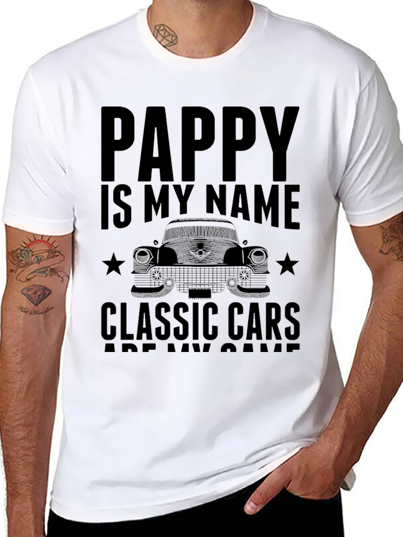 Pappy Classic Car T-Shirt - Name & Game