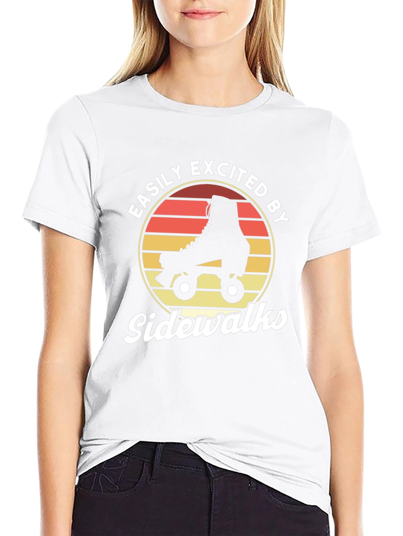 Easily Excited by Sidewalks Roller Skate Graphic T-Shirt