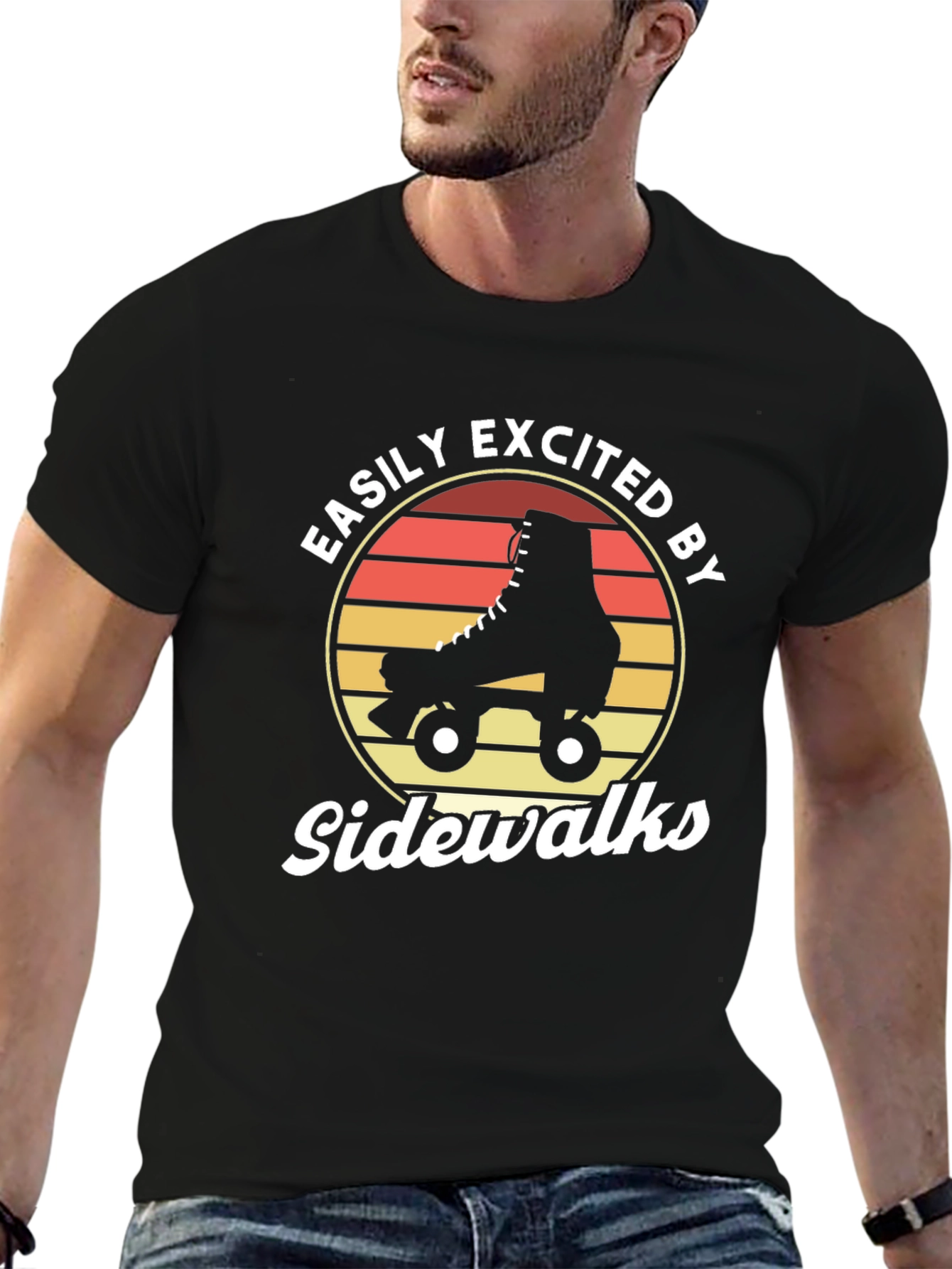 Easily Excited by Sidewalks Roller Skate Graphic T-Shirt