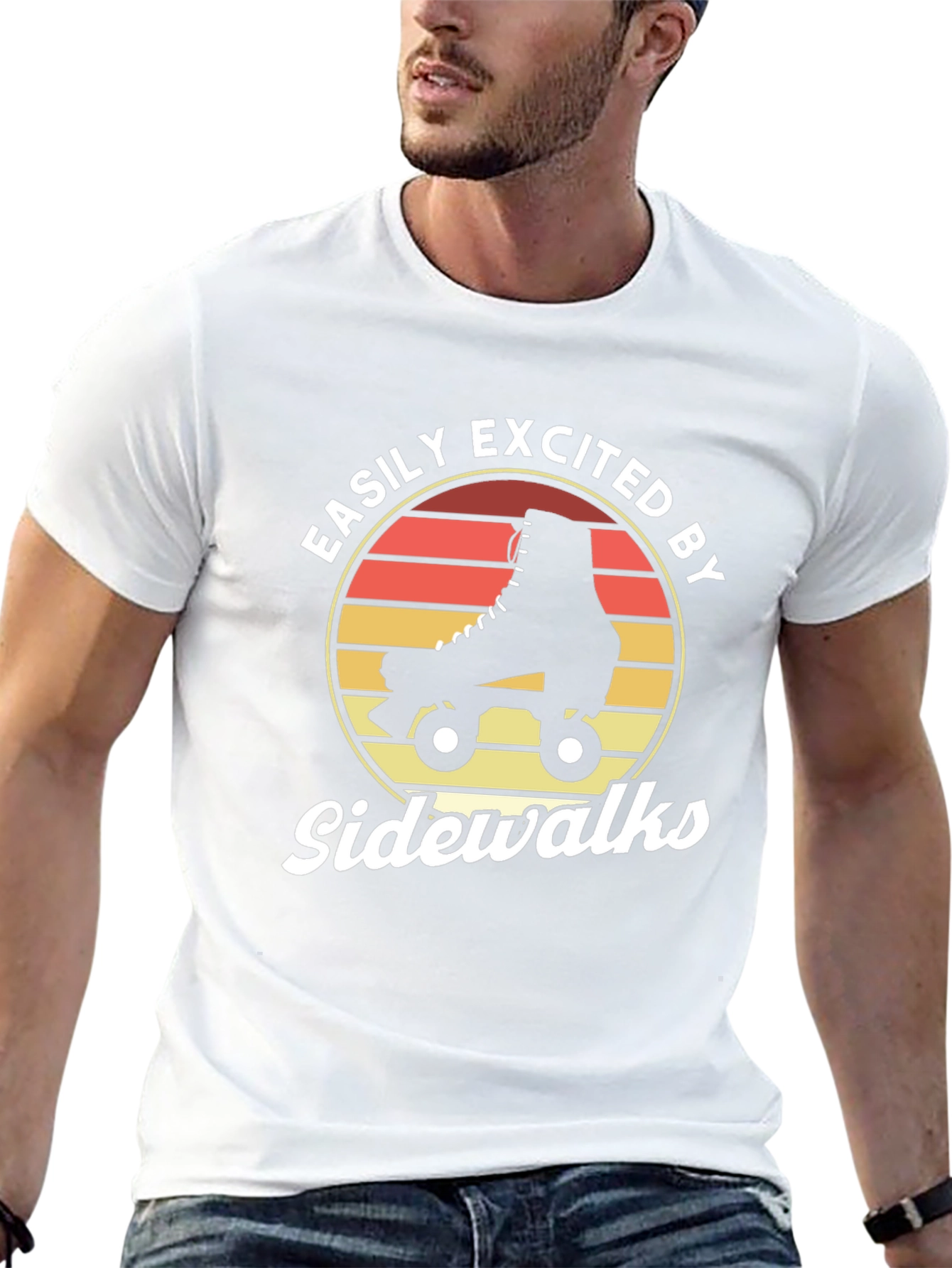 Easily Excited by Sidewalks Roller Skate Graphic T-Shirt