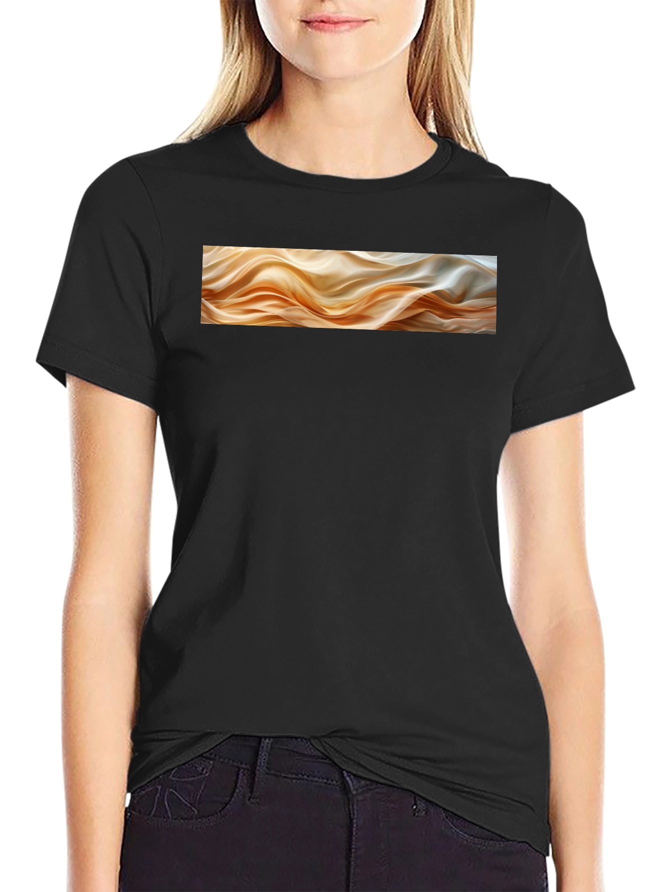 Abstract Waves Graphic Black T-Shirt