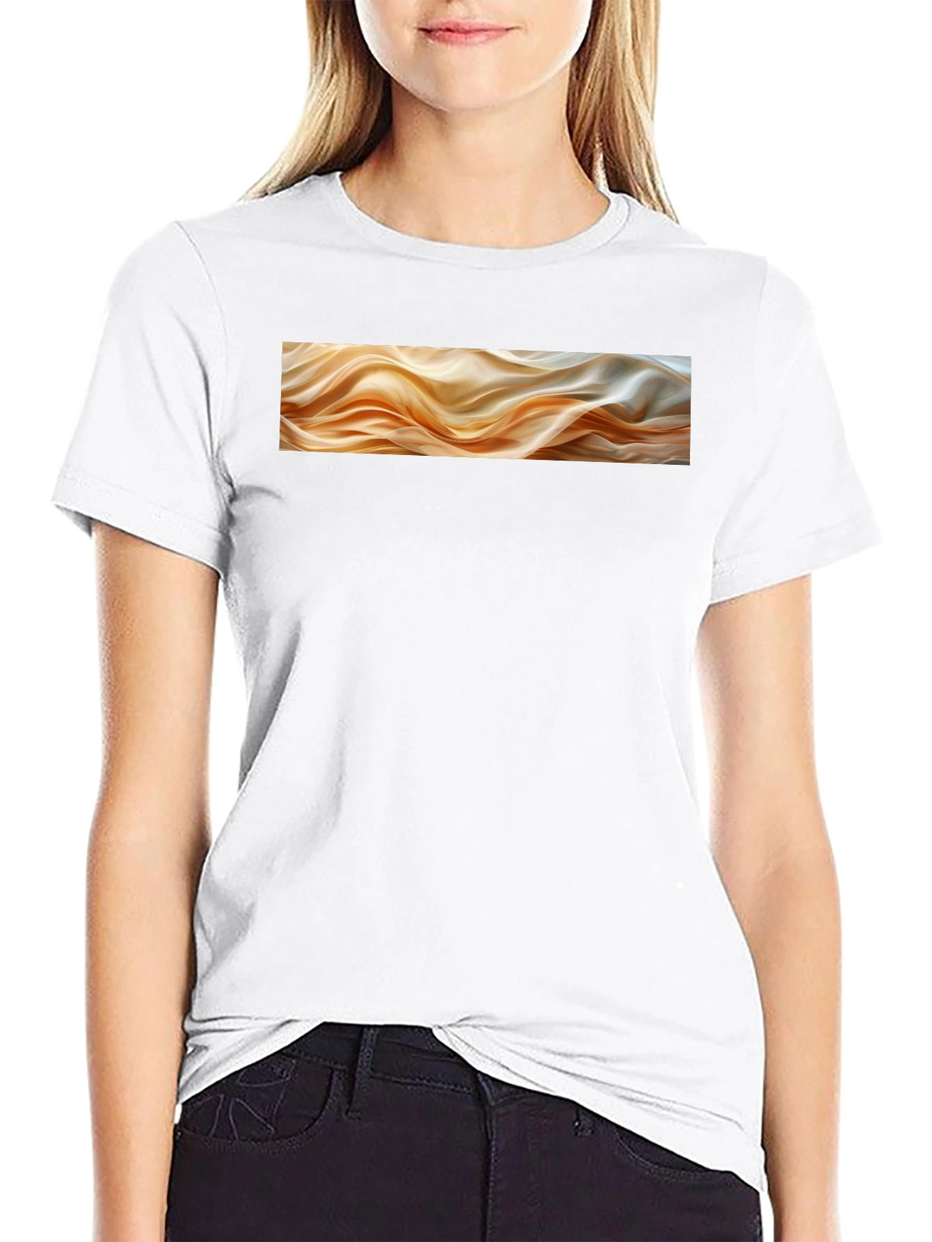Abstract Waves Graphic Black T-Shirt