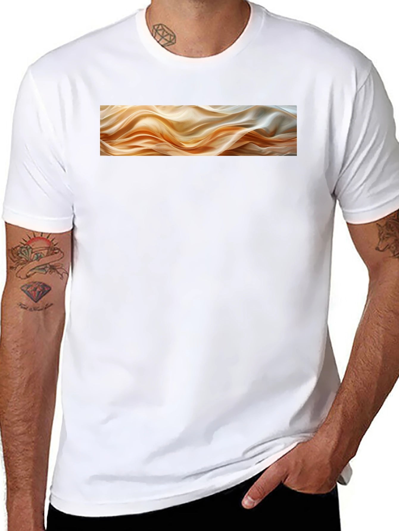 Abstract Waves Graphic Black T-Shirt
