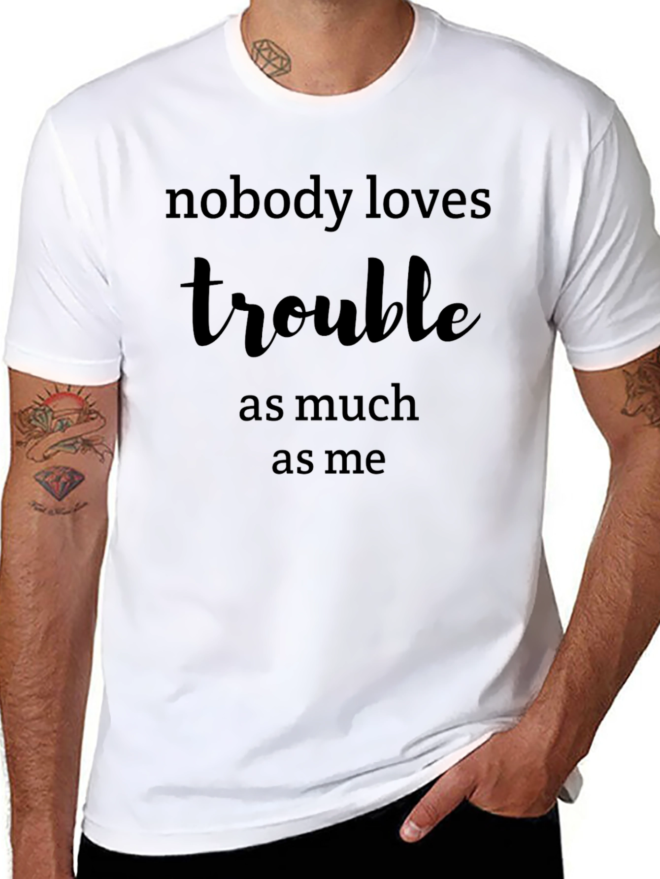 Nobody Loves Trouble Graphic T-Shirt - Black