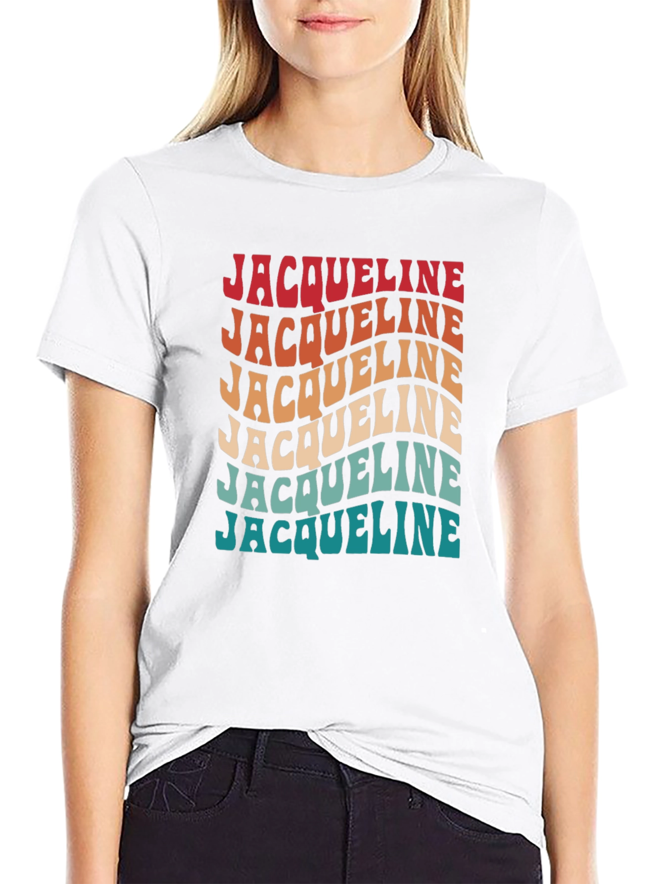 Jacqueline Retro Wavy Text T-Shirt