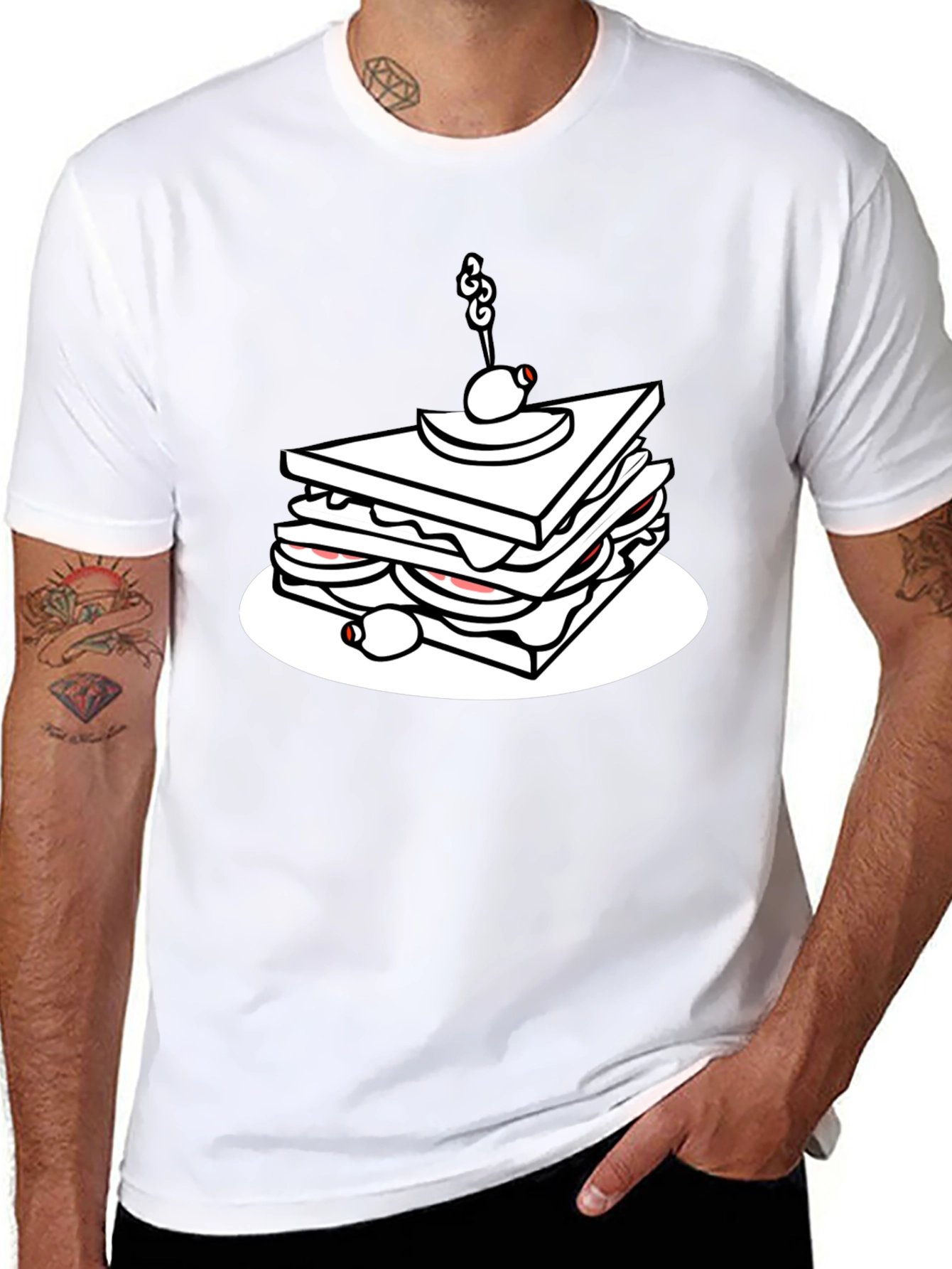 Sandwich Graphic Black T-Shirt - Casual Tee
