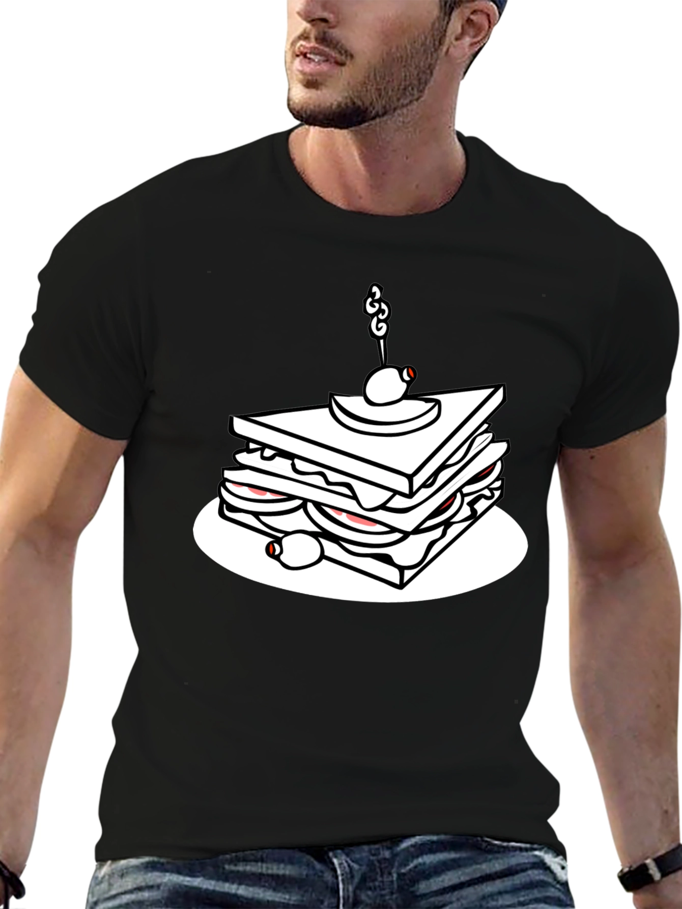 Sandwich Graphic Black T-Shirt - Casual Tee