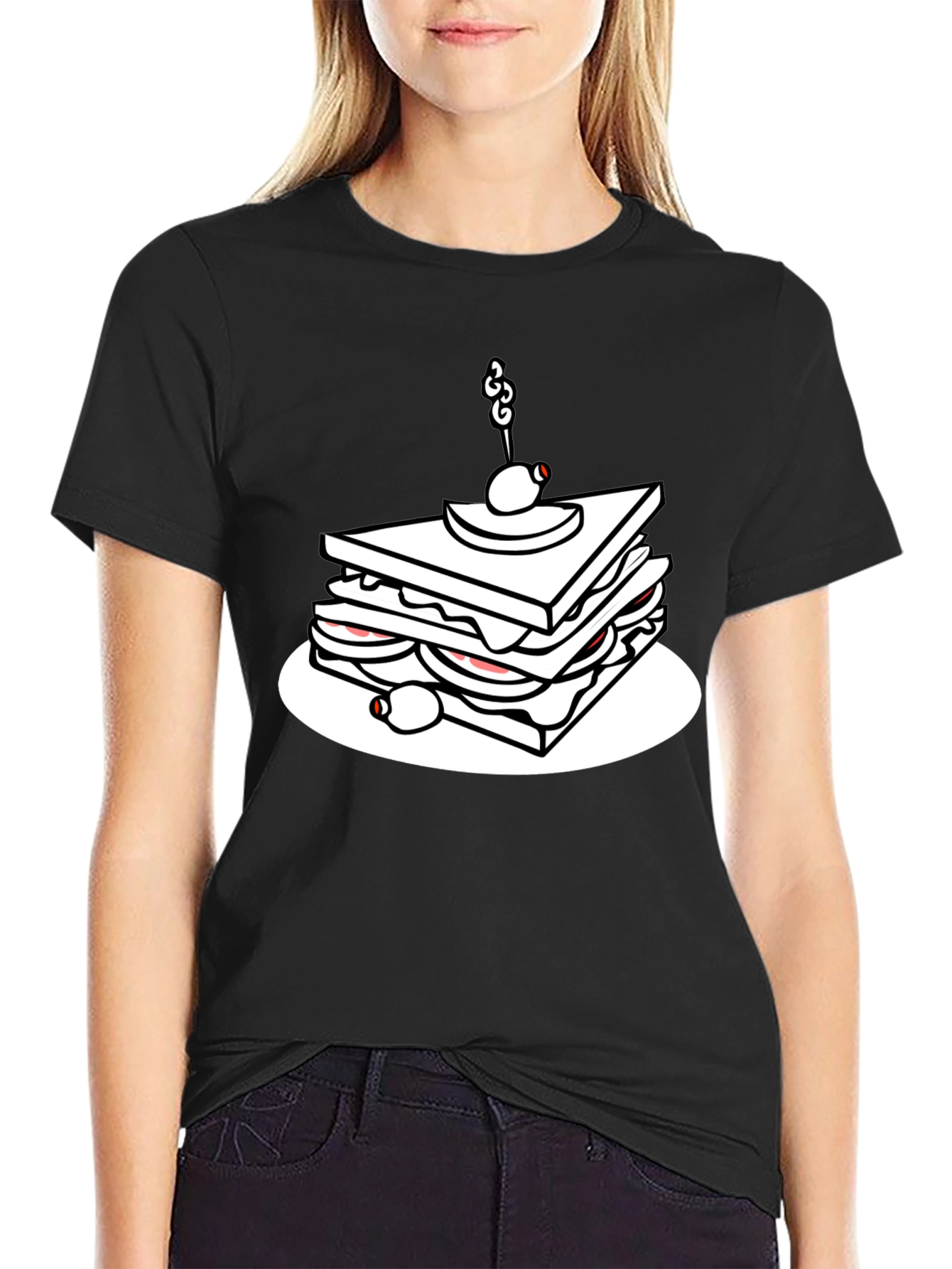 Sandwich Graphic Black T-Shirt - Casual Tee