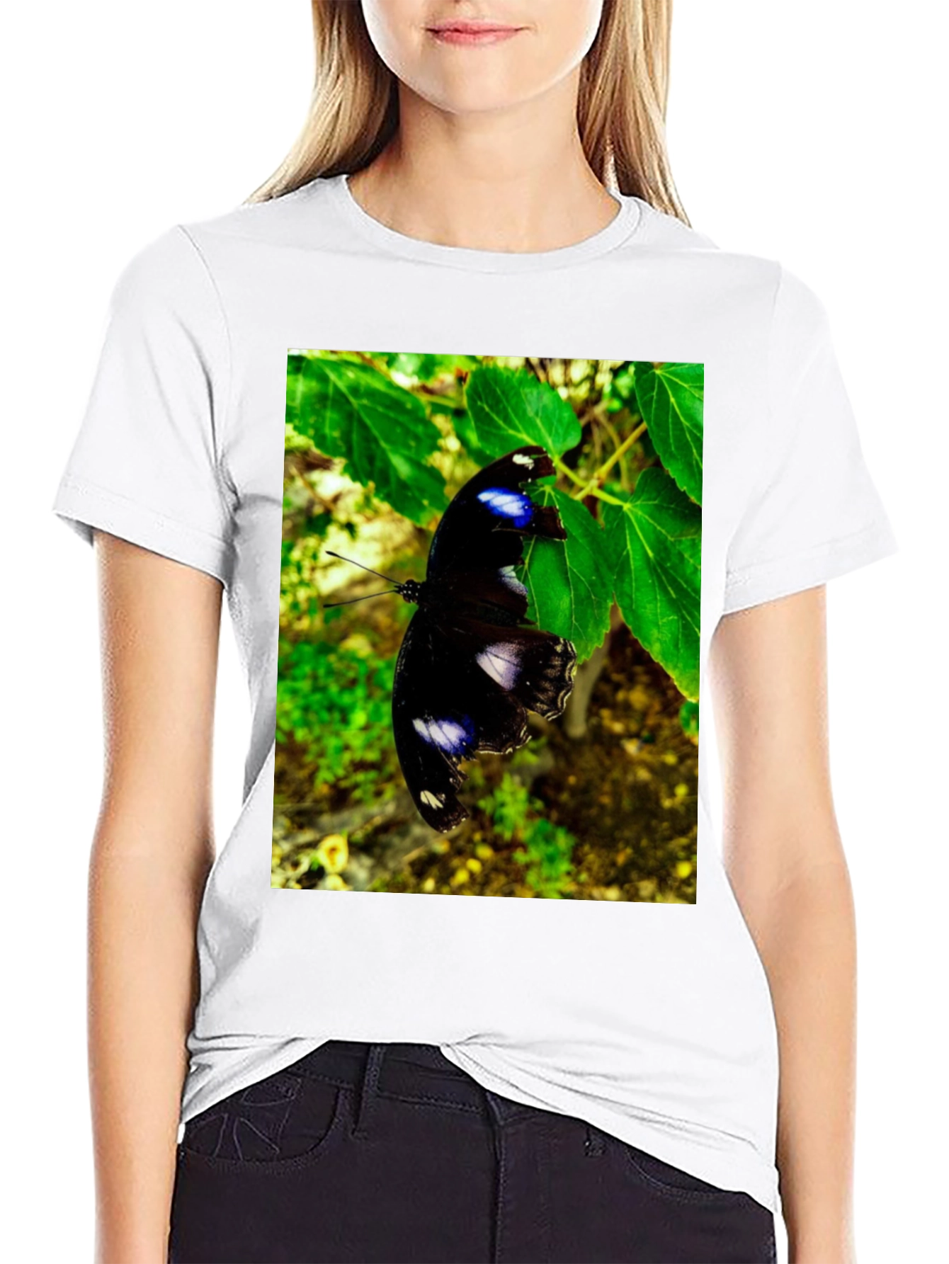 Butterfly Graphic T-Shirt - Black Nature Inspired