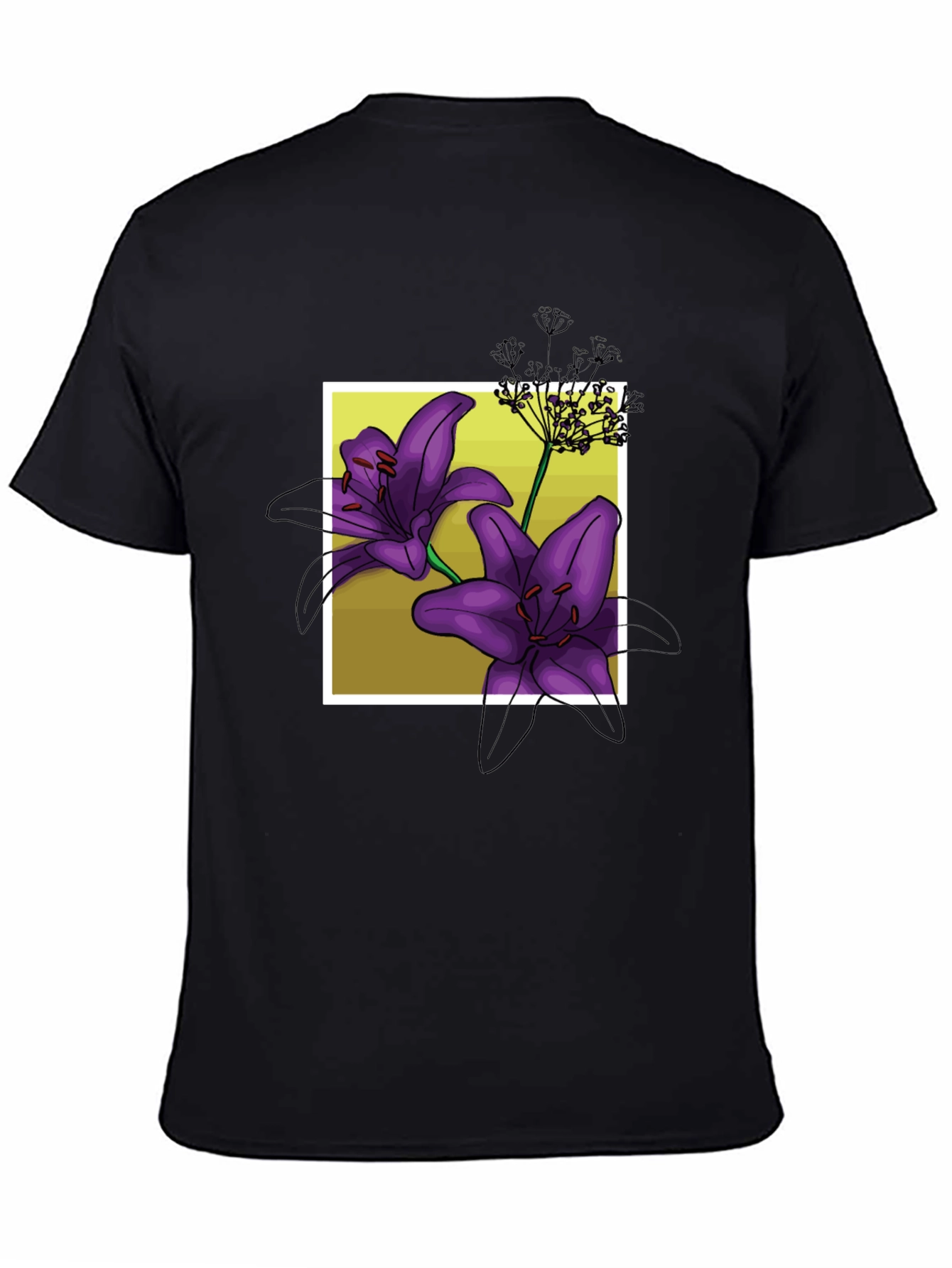 Floral Lily Graphic Black T-Shirt