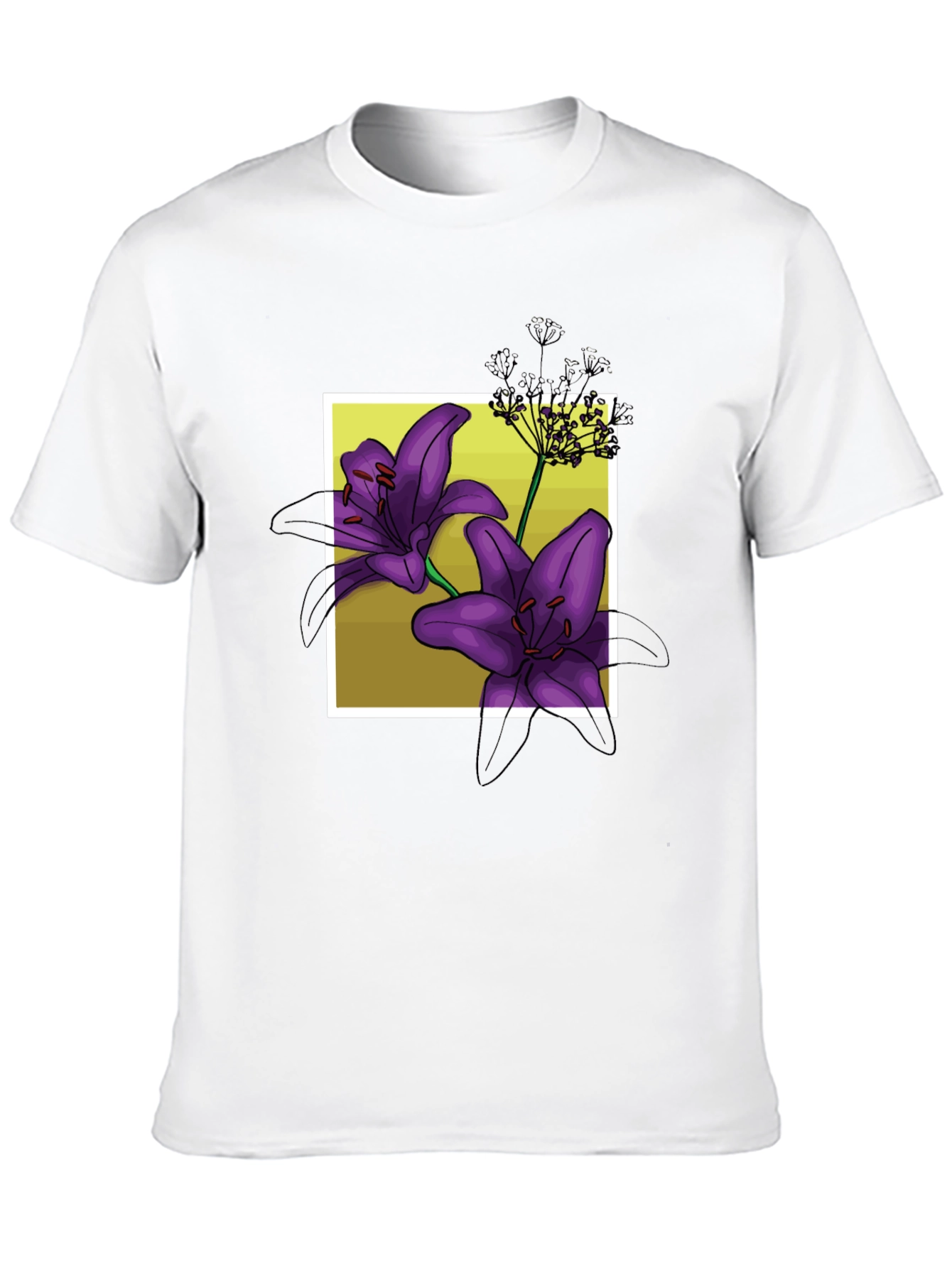 Floral Lily Graphic Black T-Shirt