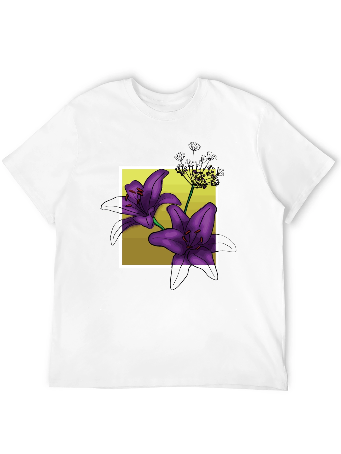 Floral Lily Graphic Black T-Shirt