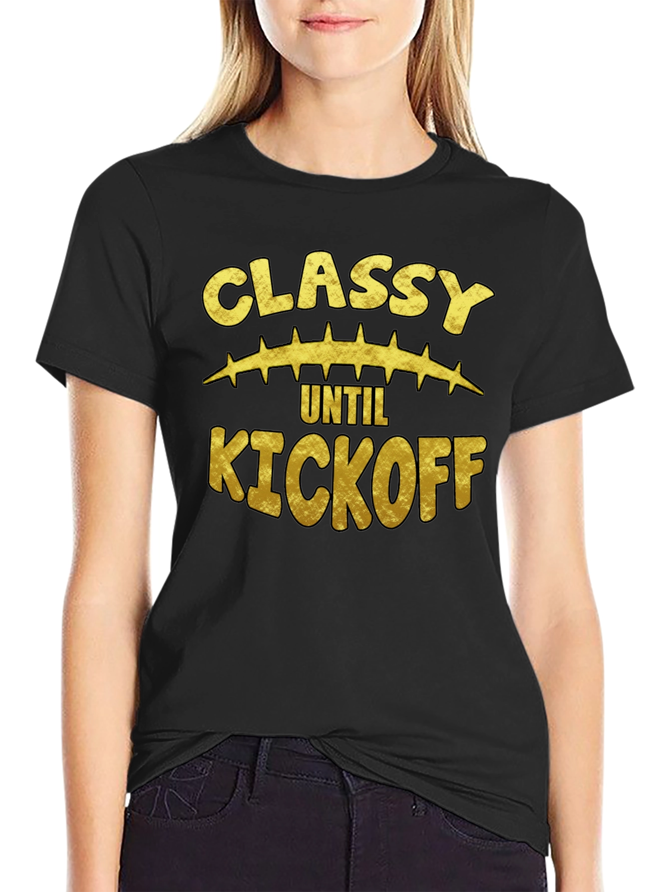 Classy Until Kickoff Black Graphic T-Shirt