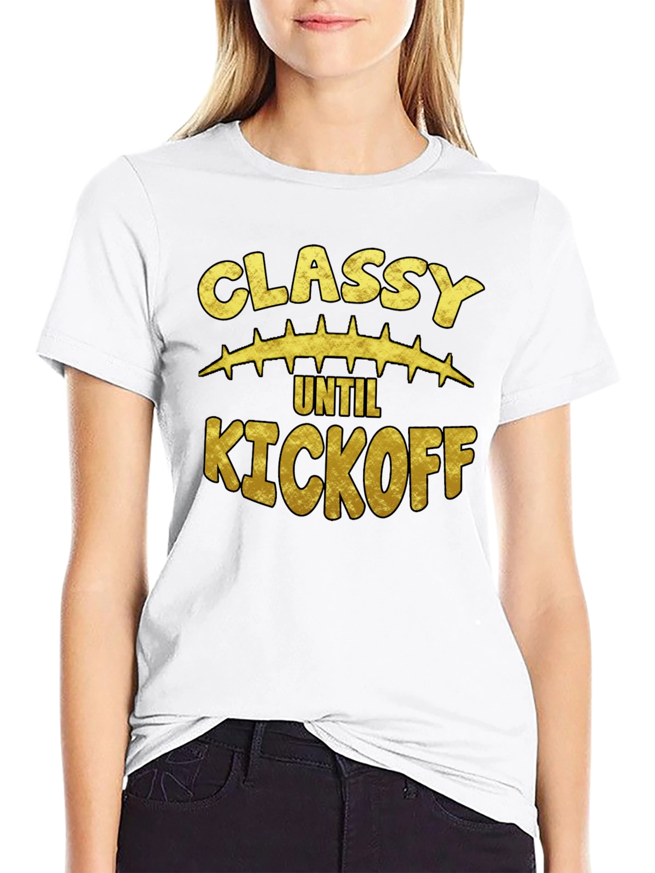 Classy Until Kickoff Black Graphic T-Shirt