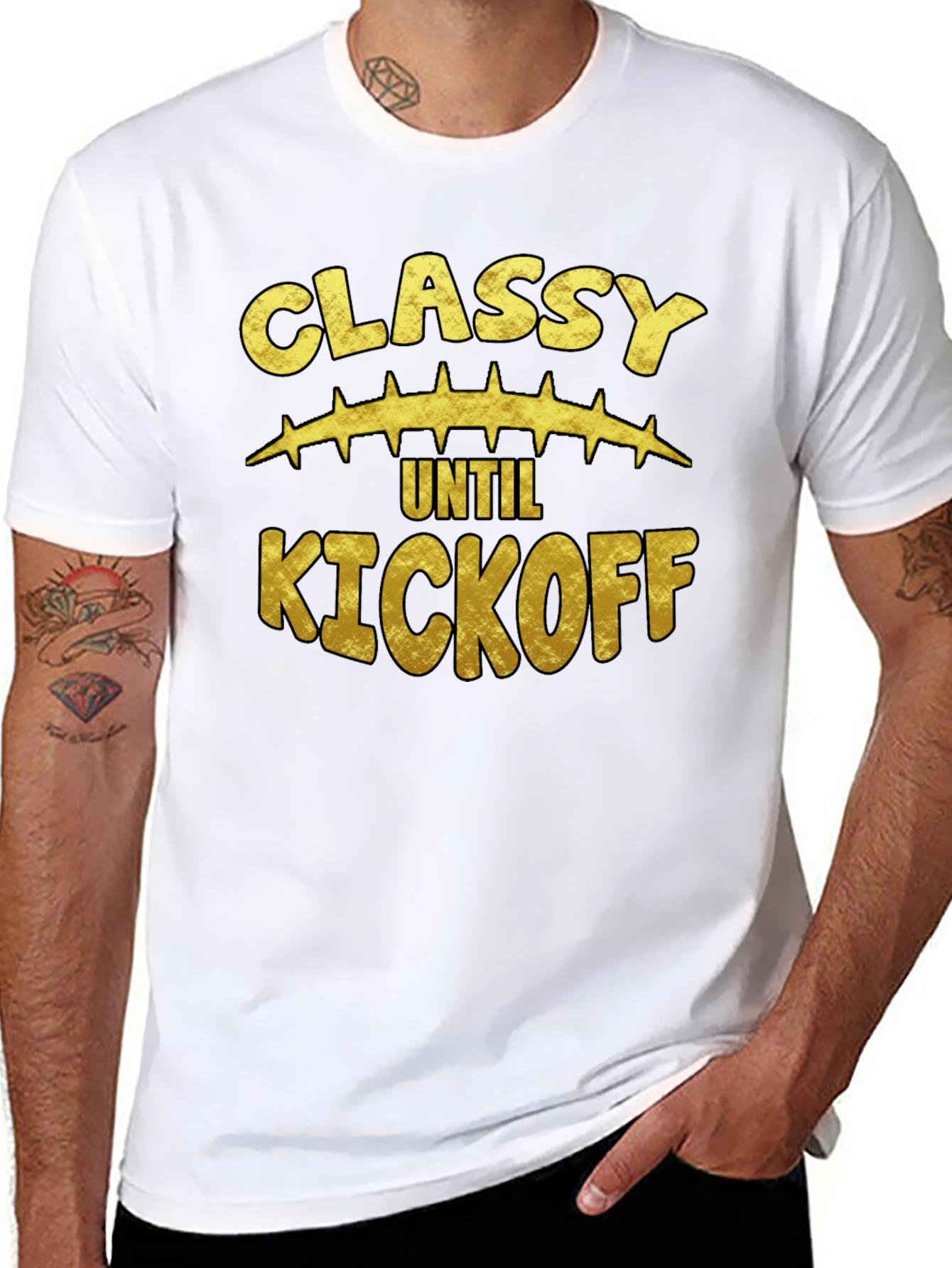Classy Until Kickoff Black Graphic T-Shirt