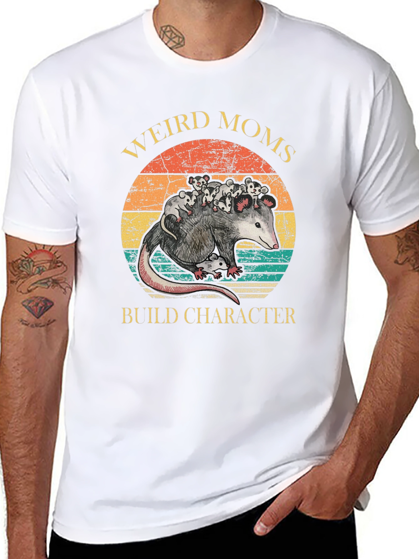 Weird Moms Build Character Opossum Graphic Tee