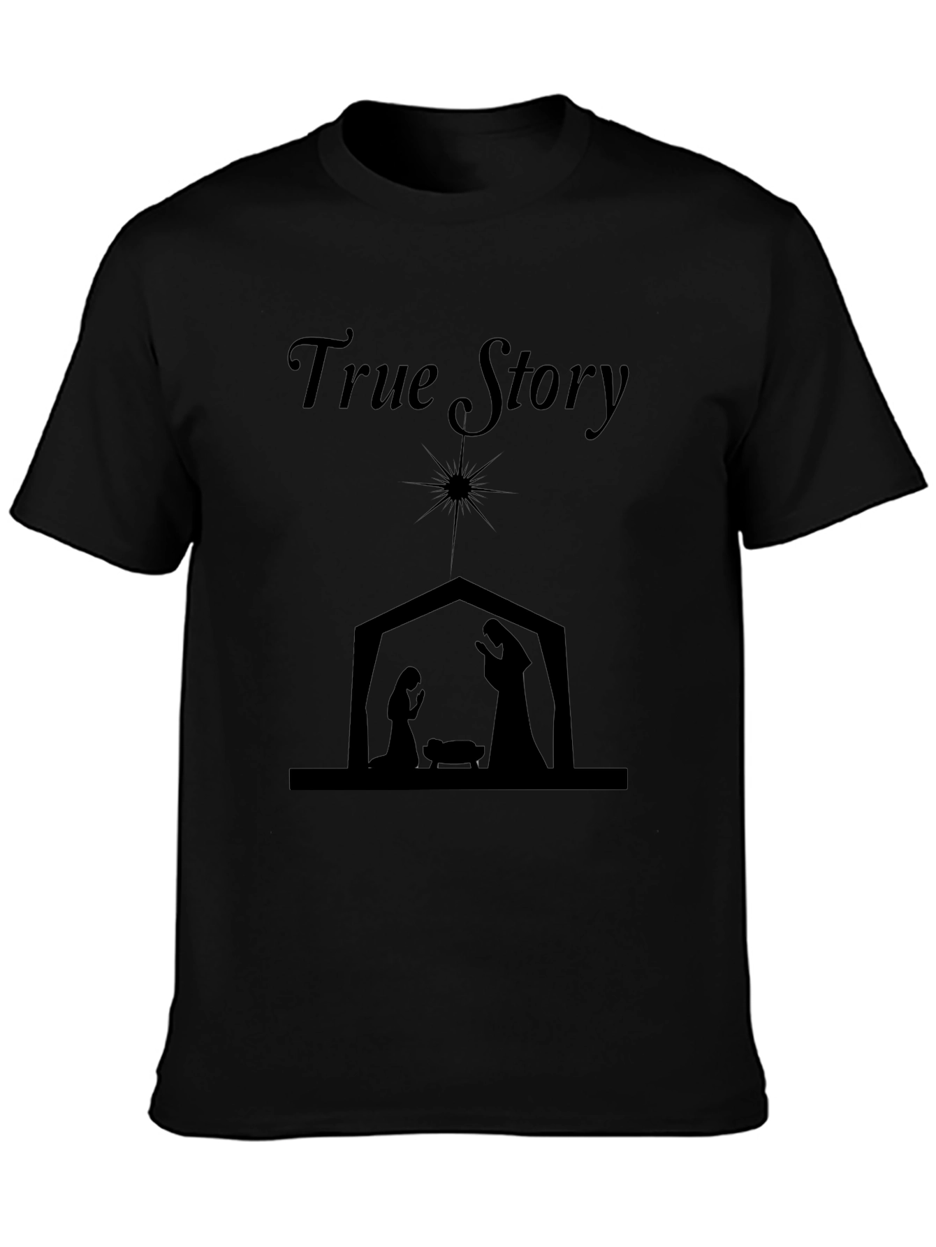 True Story Nativity Scene Black T-Shirt
