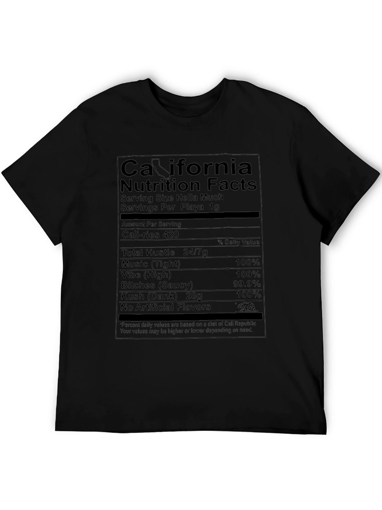 California Nutrition Facts T-Shirt - Cali Vibes